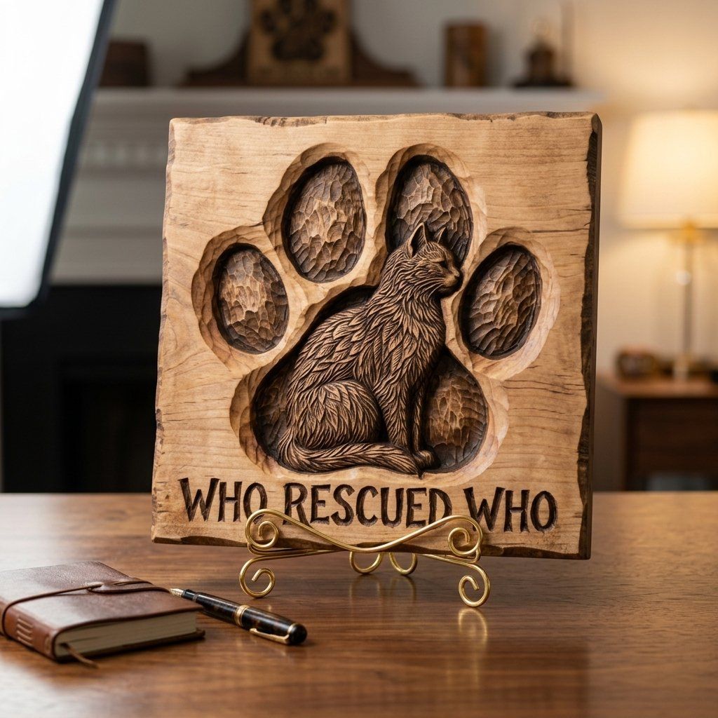 Cat Paw Rescue Memorial CNC Relief STL bas-relief STL — view 3