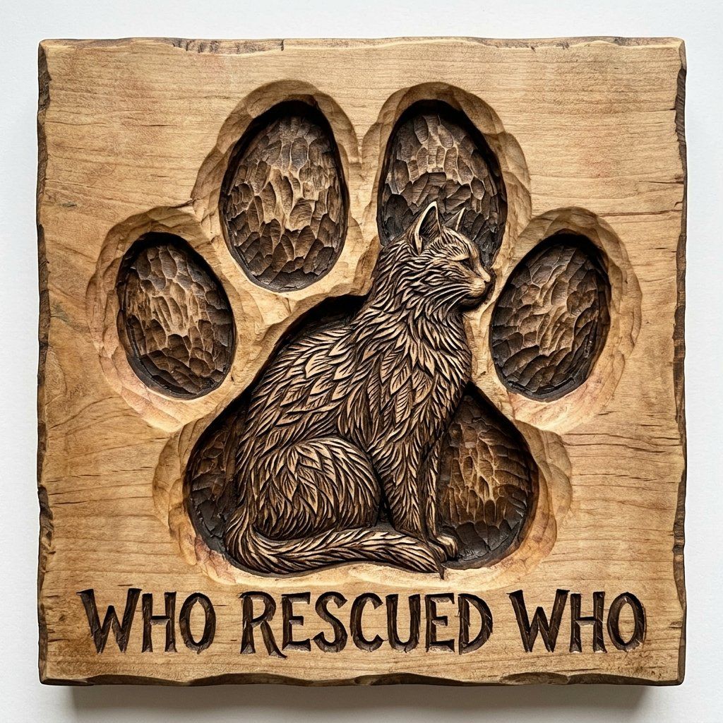 Cat Paw Rescue Memorial CNC Relief STL bas-relief STL — view 14