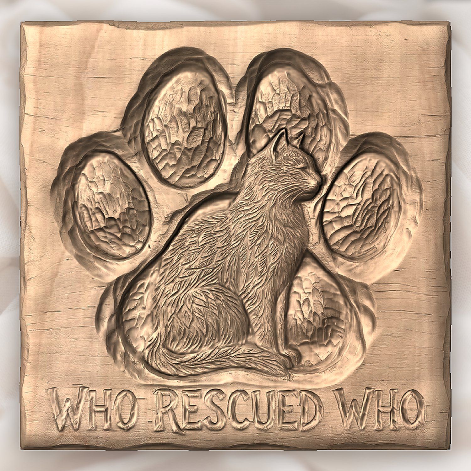 Cat Paw Rescue Memorial CNC Relief STL bas-relief STL — view 4