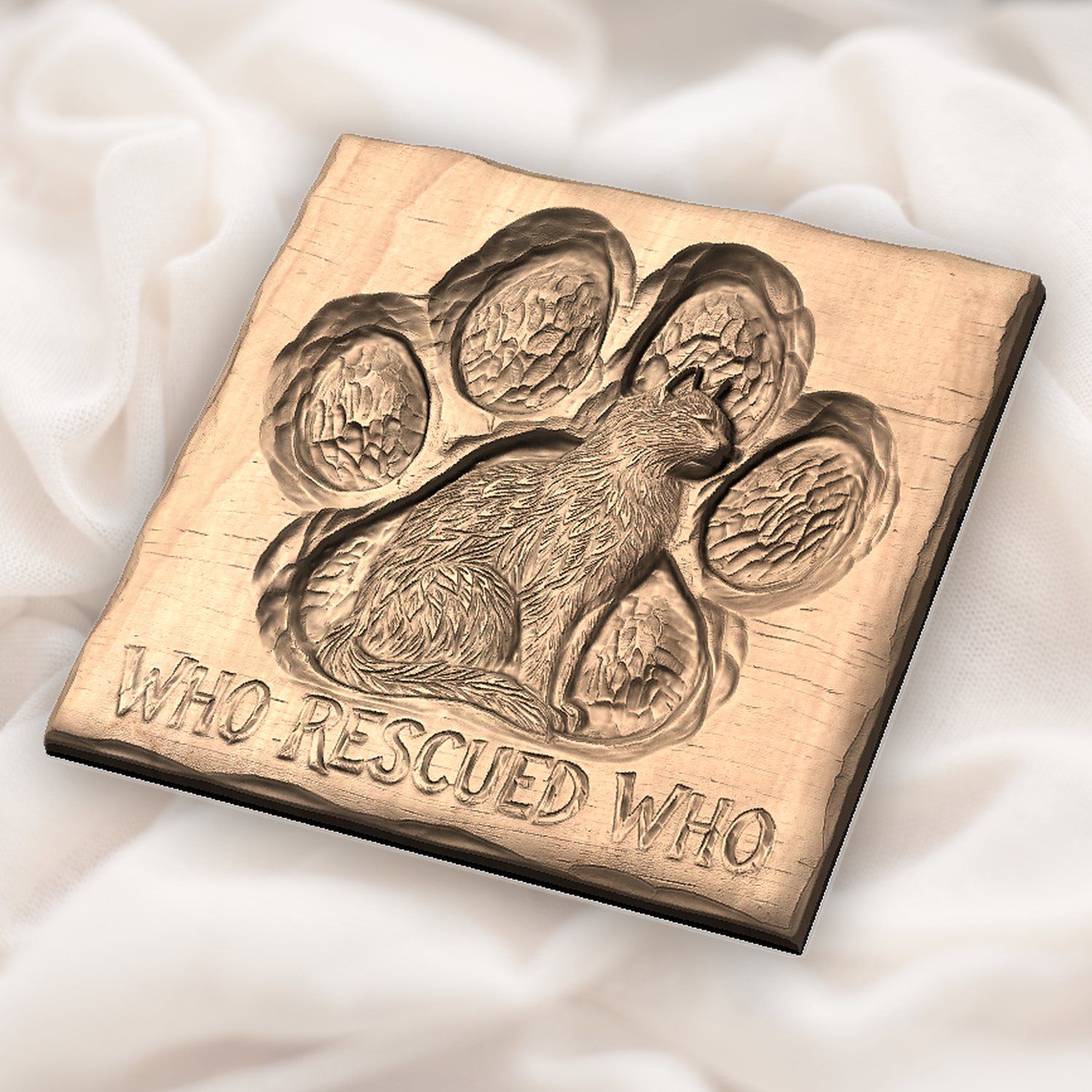 Cat Paw Rescue Memorial CNC Relief STL bas-relief STL — view 5