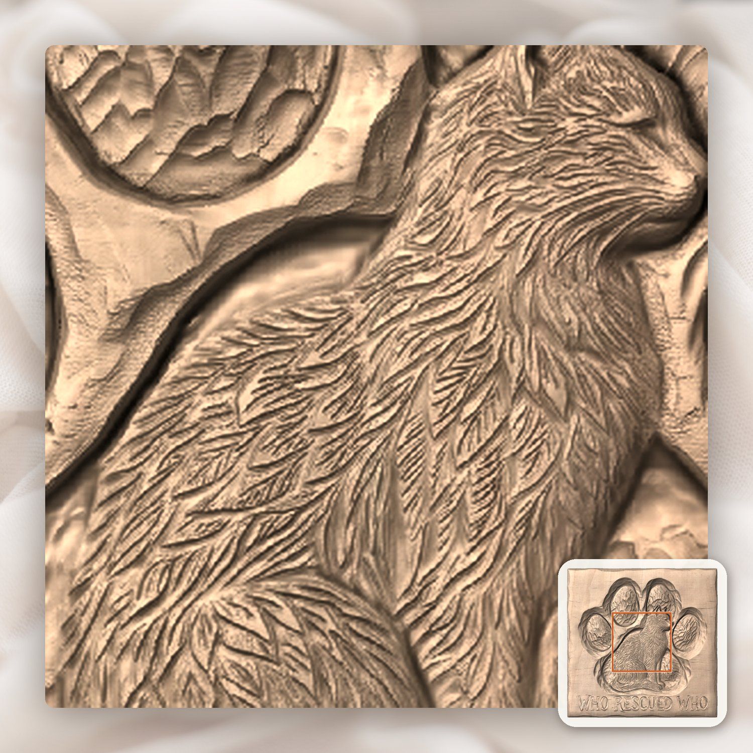 Cat Paw Rescue Memorial CNC Relief STL bas-relief STL — view 7