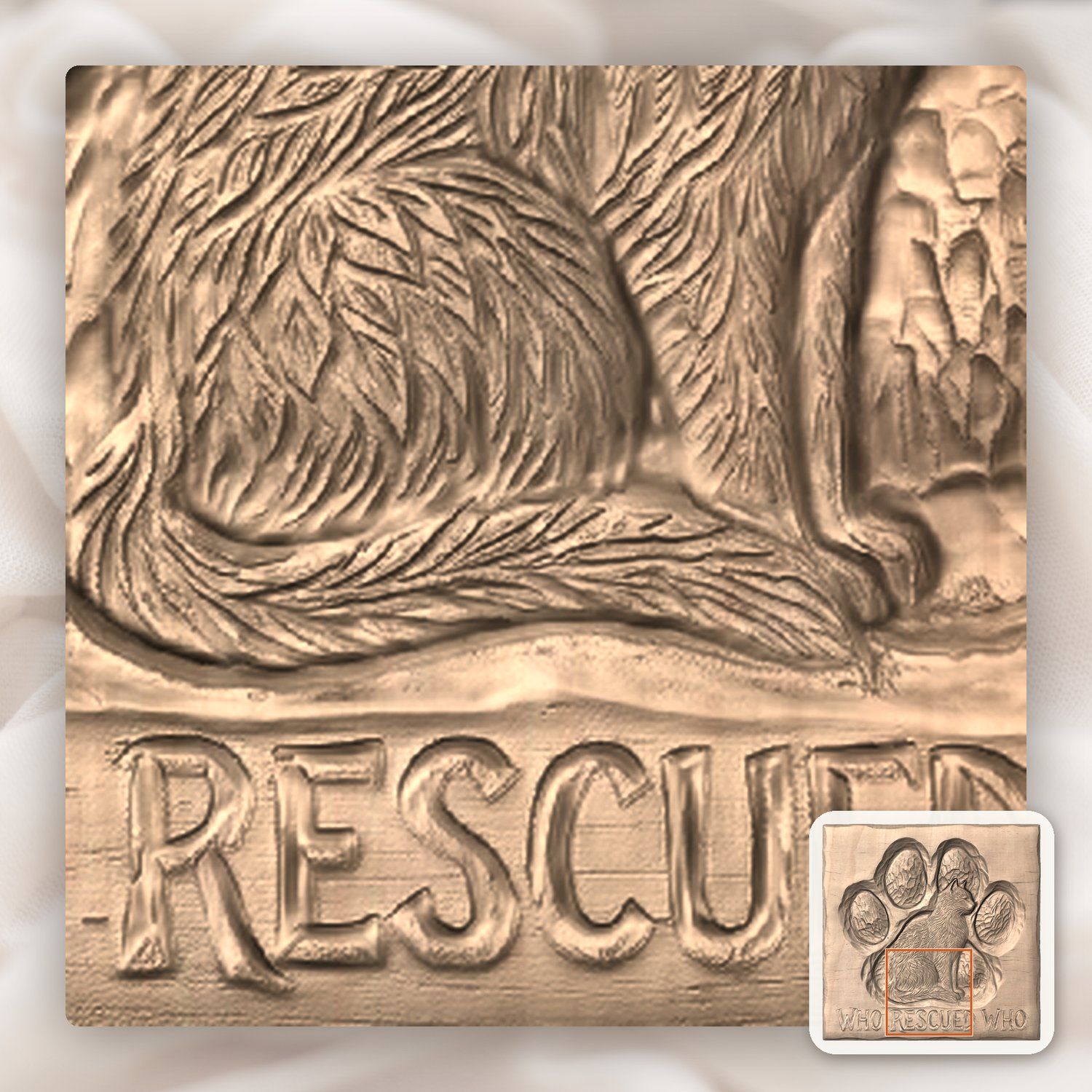 Cat Paw Rescue Memorial CNC Relief STL bas-relief STL — view 8