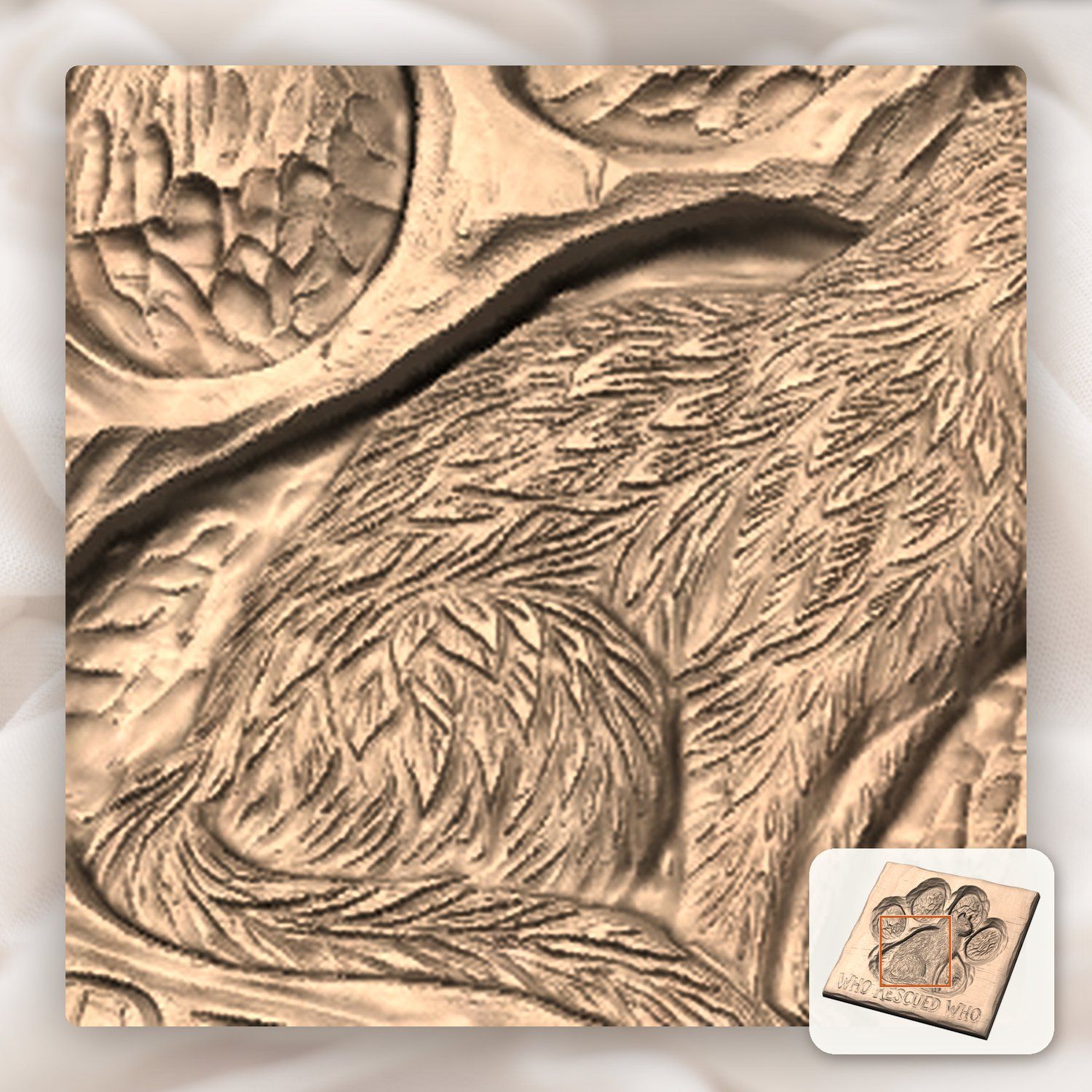 Cat Paw Rescue Memorial CNC Relief STL bas-relief STL — view 9