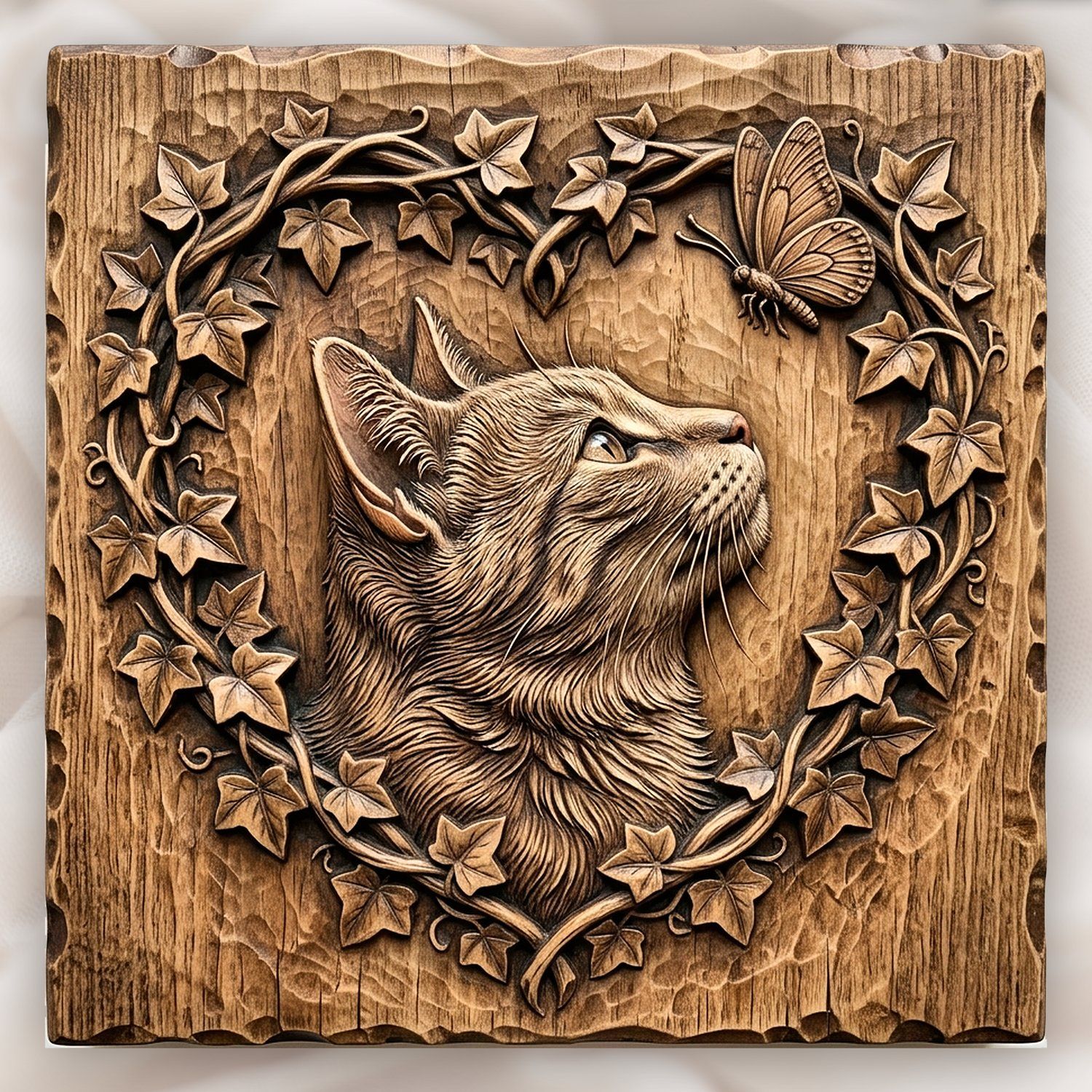 Cat Profile with Butterfly CNC Relief STL bas-relief STL design