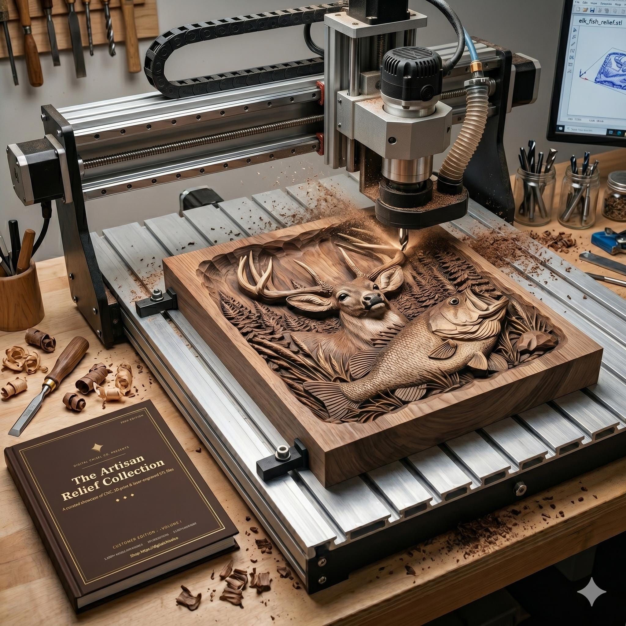 Complete 1,063 STL File Catalog for CNC, Laser and 3D Printer bas-relief STL — view 2