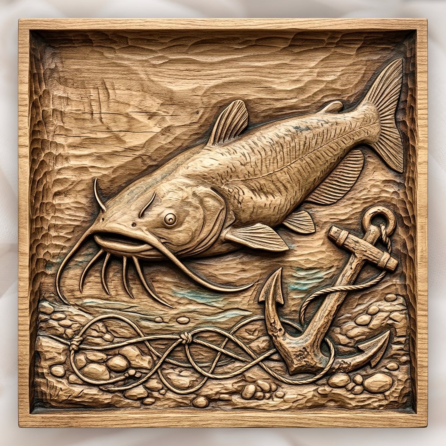 Catch of a Lifetime Catfish Anchor CNC Relief STL bas-relief STL design