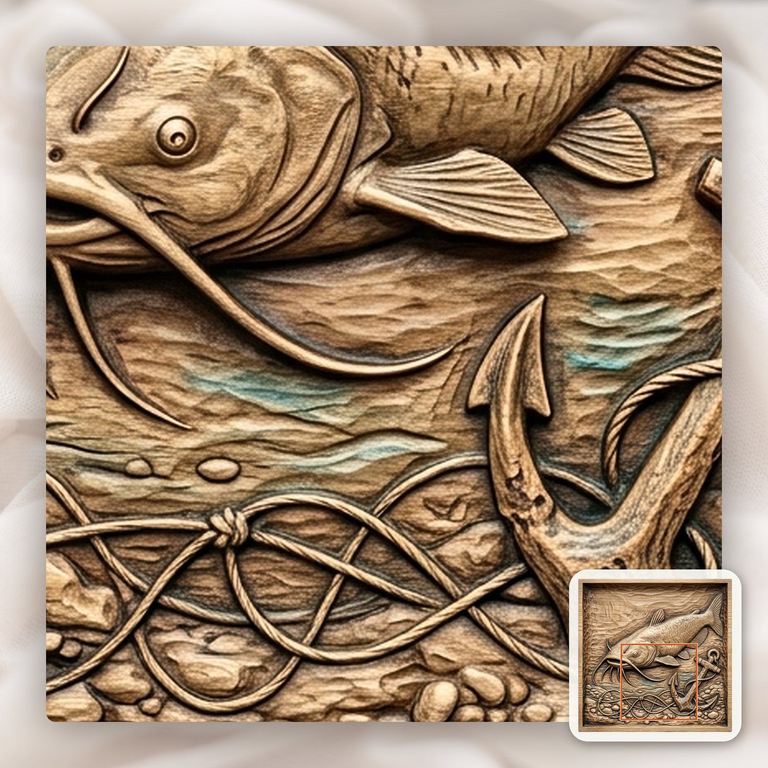 Catch of a Lifetime Catfish Anchor CNC Relief STL bas-relief STL — view 10