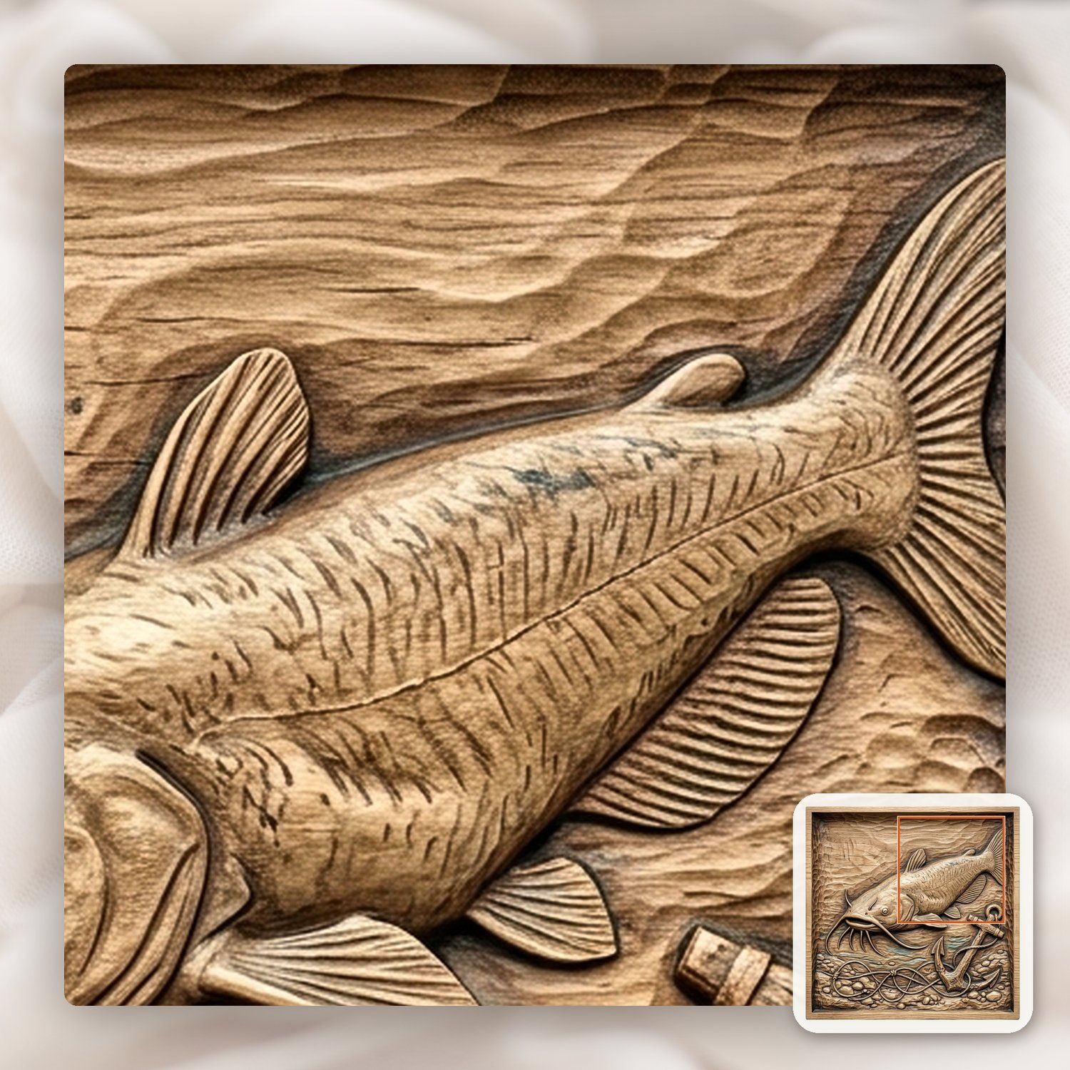 Catch of a Lifetime Catfish Anchor CNC Relief STL bas-relief STL — view 11