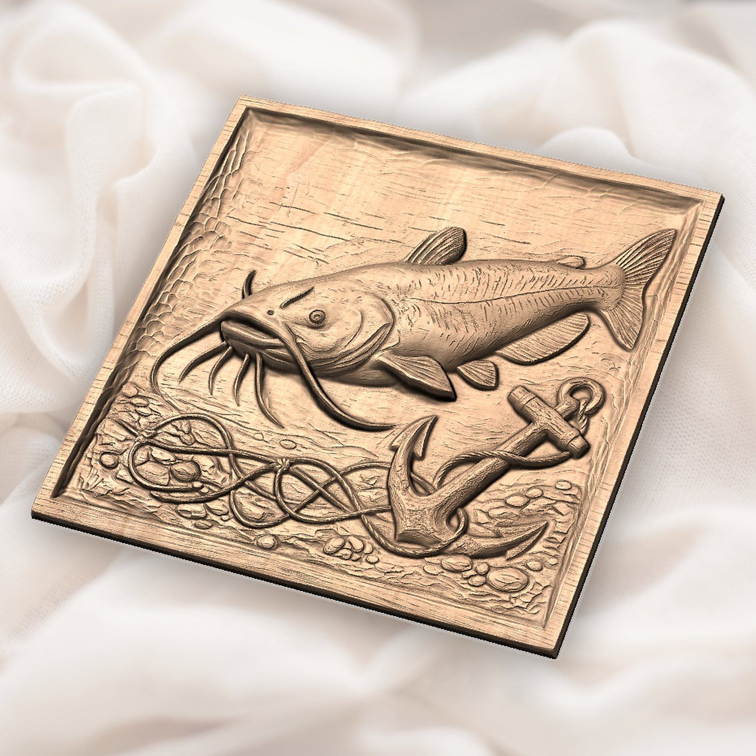 Catch of a Lifetime Catfish Anchor CNC Relief STL bas-relief STL — view 4