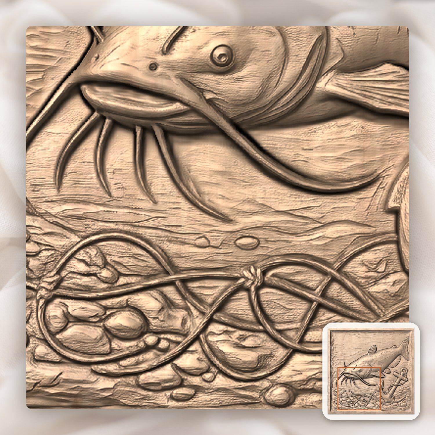 Catch of a Lifetime Catfish Anchor CNC Relief STL bas-relief STL — view 6
