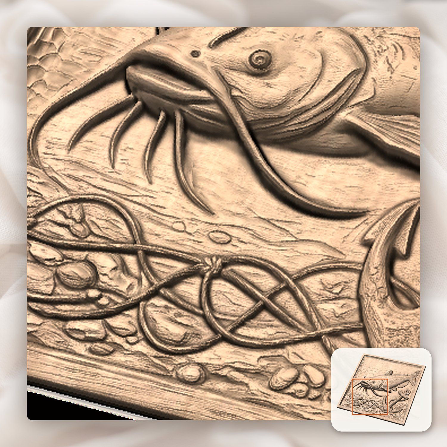 Catch of a Lifetime Catfish Anchor CNC Relief STL bas-relief STL — view 8