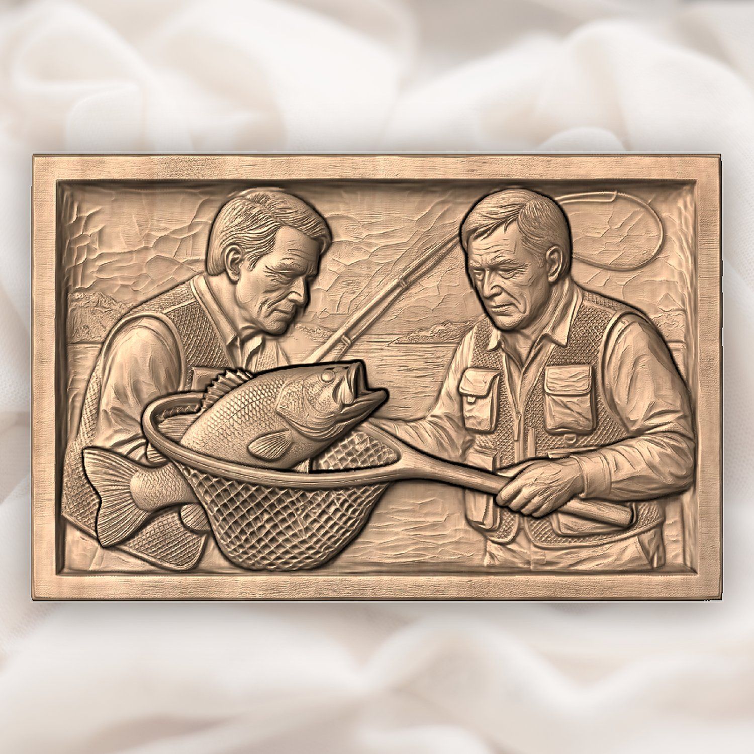 Catch of the Day Anglers Fishing Scene CNC Relief STL bas-relief STL — view 4