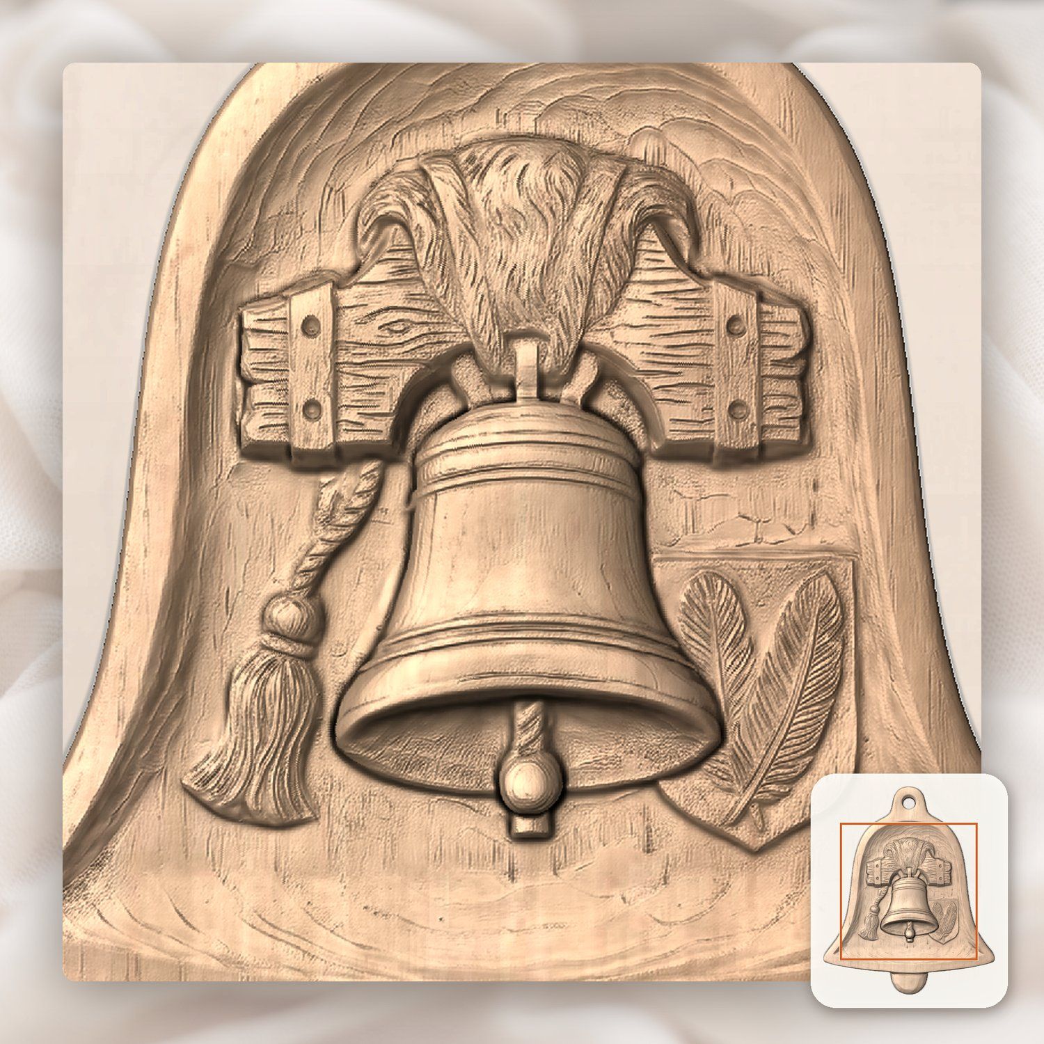 Cathedral Church Bell Ornament CNC Relief STL bas-relief STL — view 8