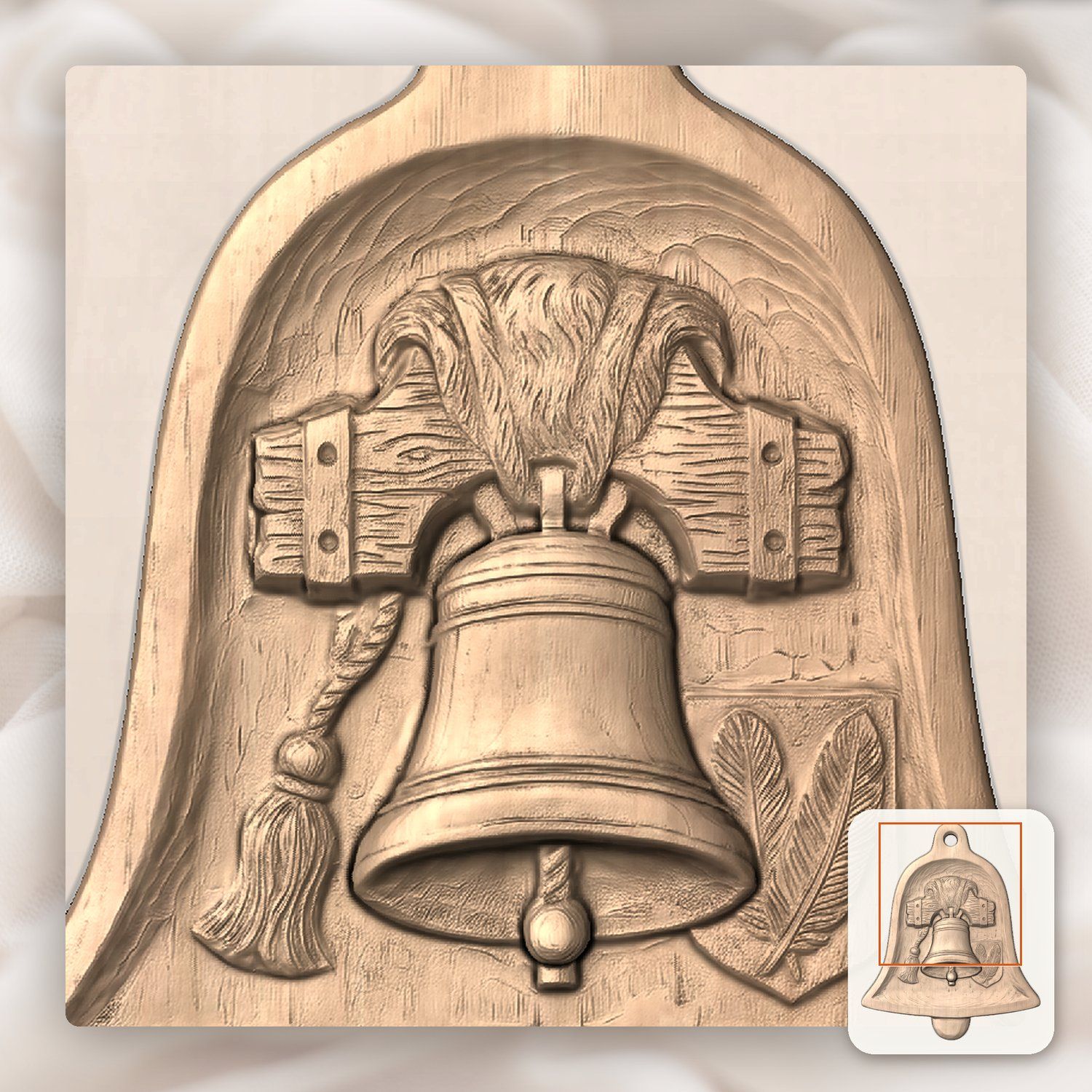 Cathedral Church Bell Ornament CNC Relief STL bas-relief STL — view 9