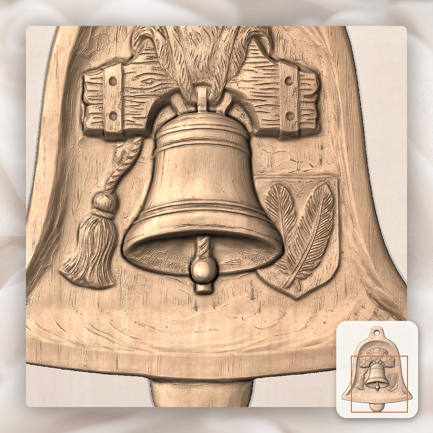 Cathedral Church Bell Ornament CNC Relief STL bas-relief STL — view 10