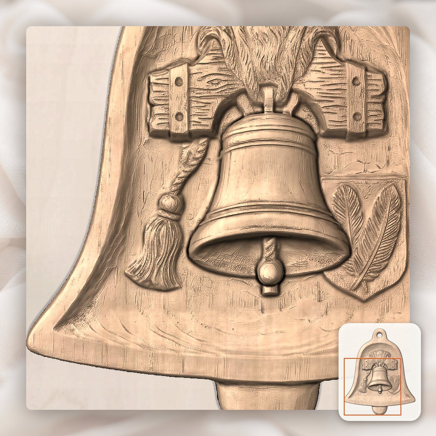 Cathedral Church Bell Ornament CNC Relief STL bas-relief STL — view 11