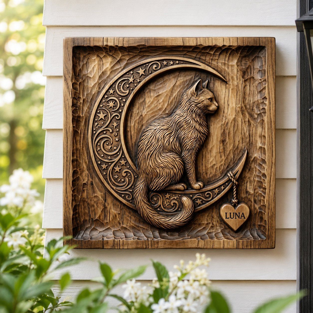 Celestial Cat On Crescent Moon CNC Relief STL bas-relief STL — view 7