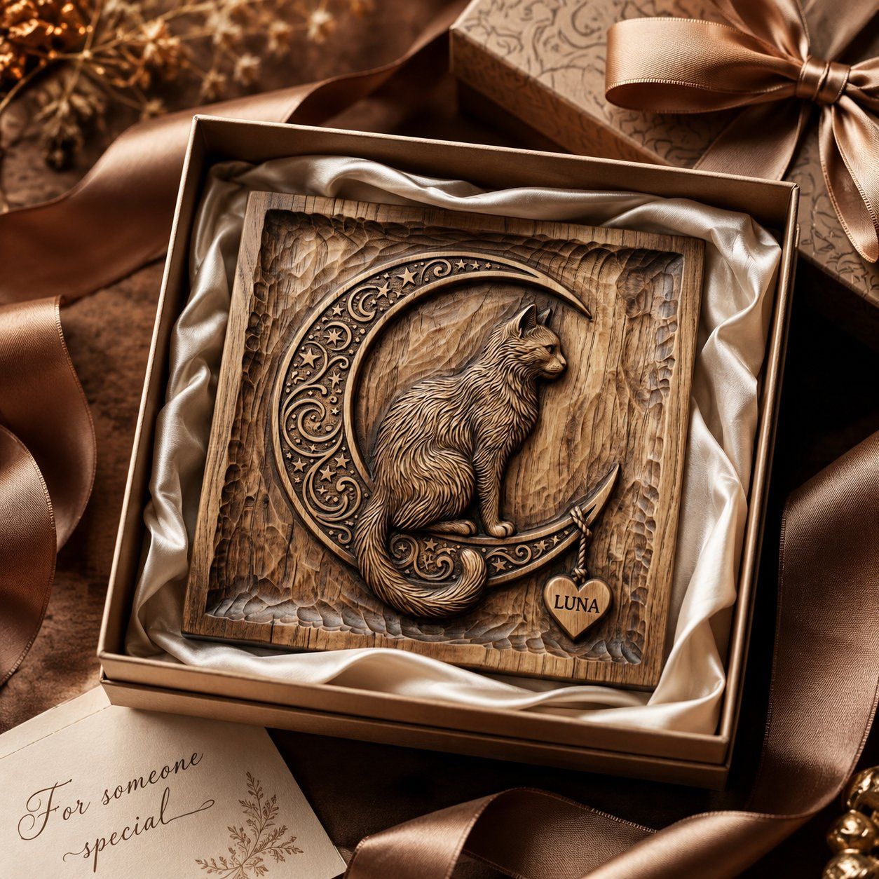 Celestial Cat On Crescent Moon CNC Relief STL bas-relief STL — view 8