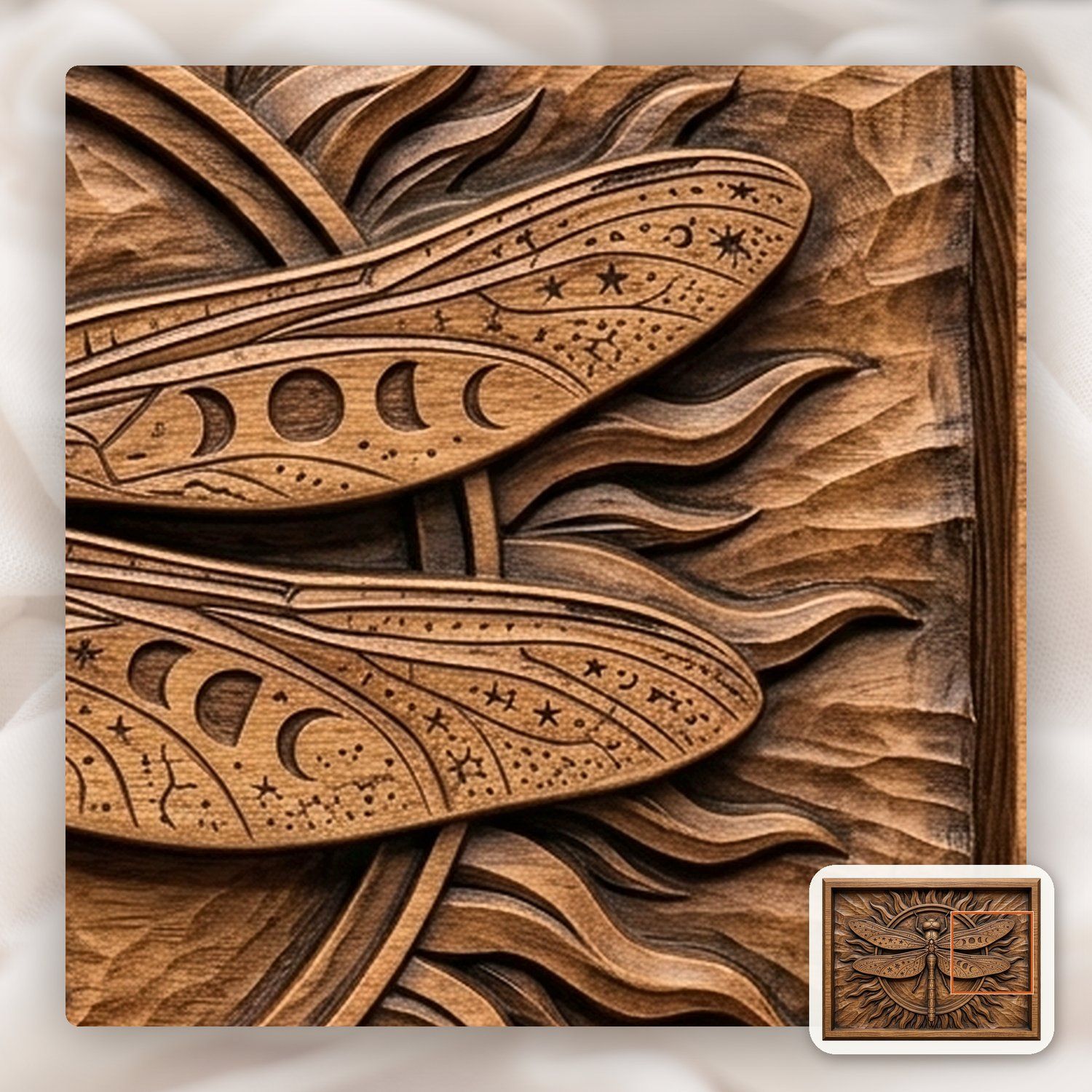 Celestial Cosmic Dragonfly Wood Carving CNC Relief STL bas-relief STL — view 12
