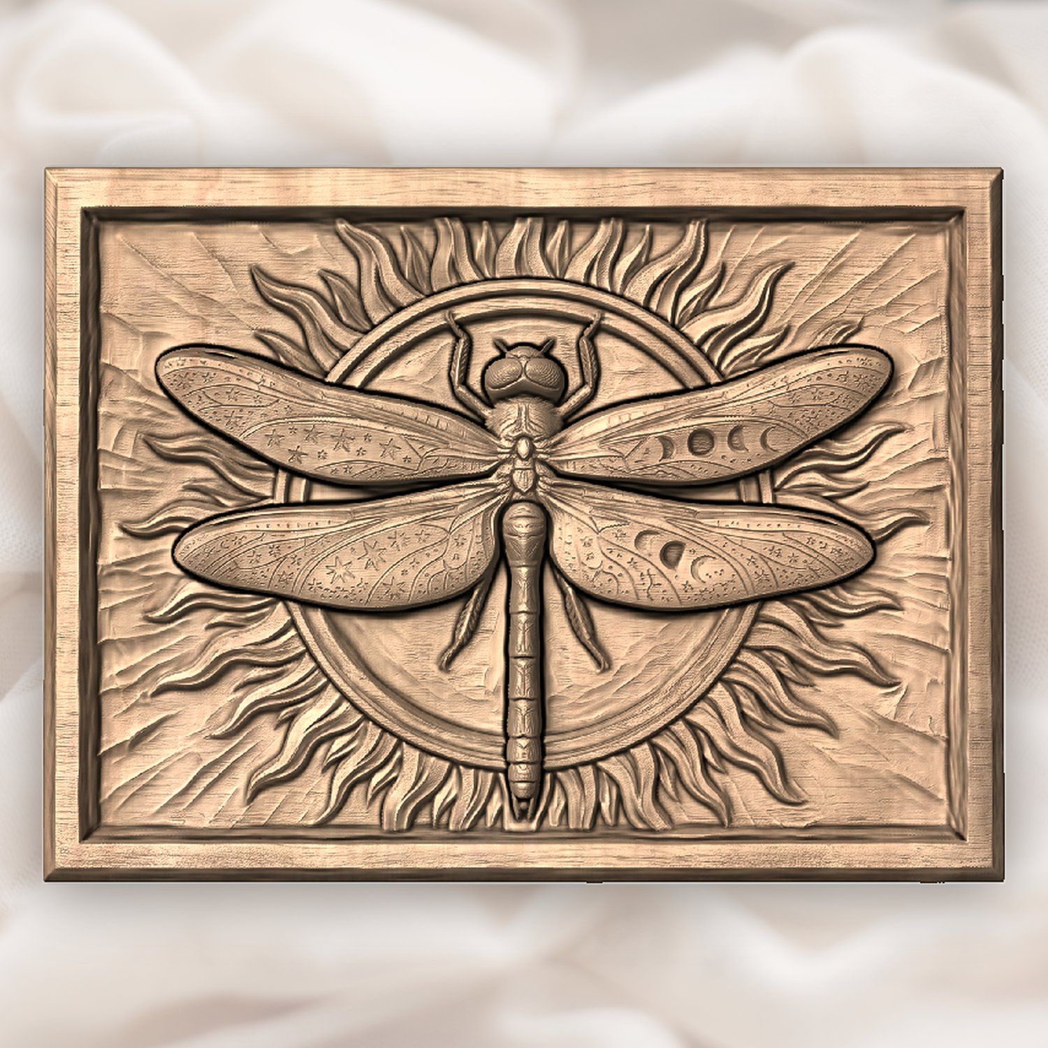 Celestial Cosmic Dragonfly Wood Carving CNC Relief STL bas-relief STL — view 5