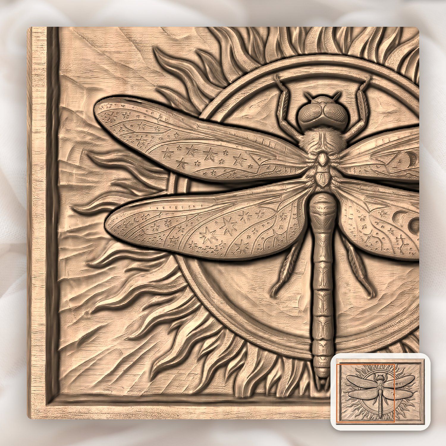 Celestial Cosmic Dragonfly Wood Carving CNC Relief STL bas-relief STL — view 8