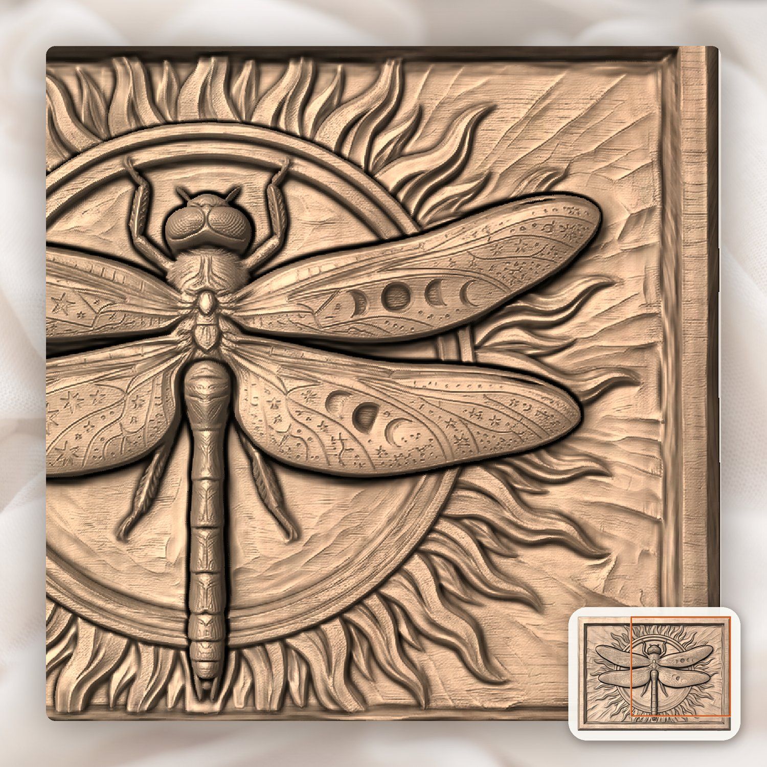 Celestial Cosmic Dragonfly Wood Carving CNC Relief STL bas-relief STL — view 10