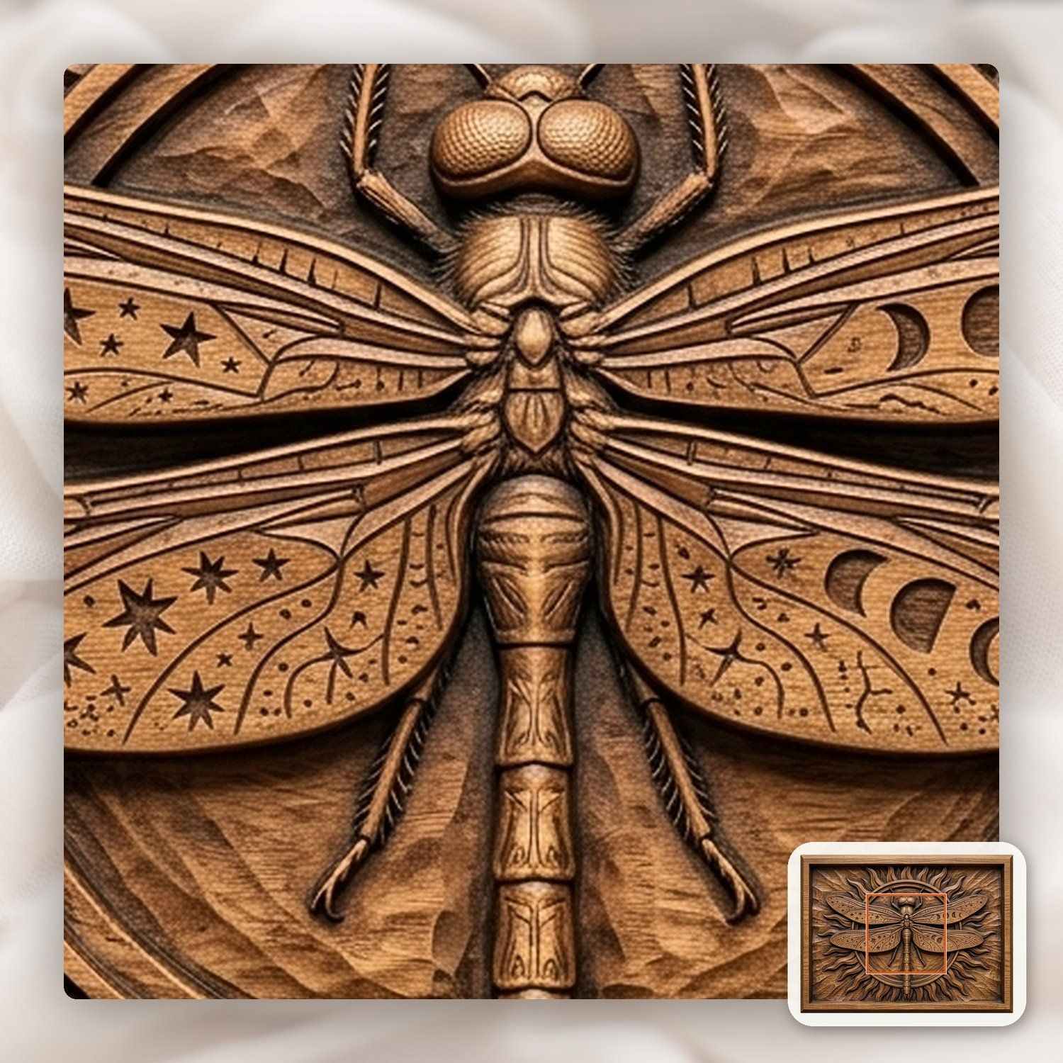 Celestial Cosmic Dragonfly Wood Carving CNC Relief STL bas-relief STL — view 11