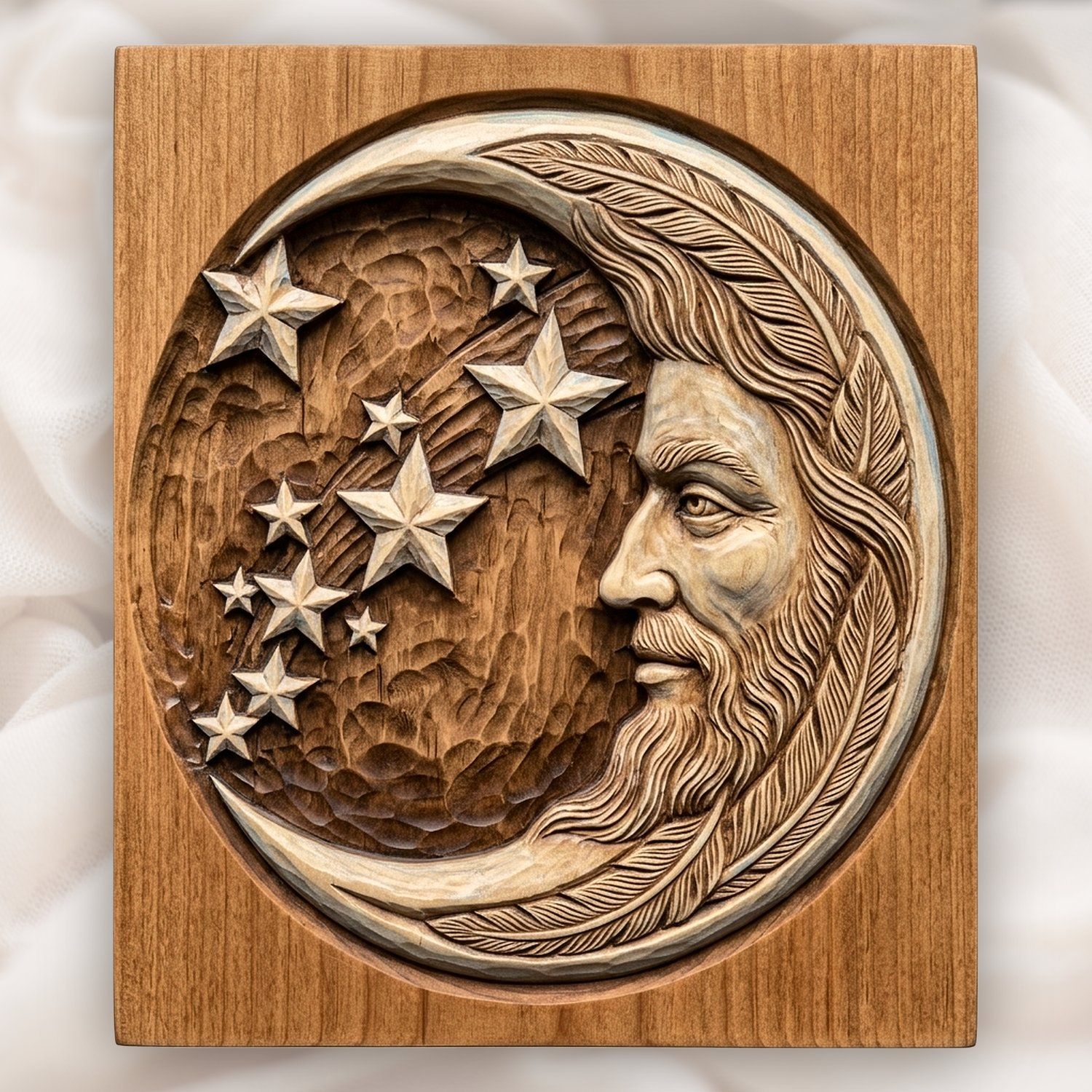Celestial Moon and Stars CNC Relief STL bas-relief STL design