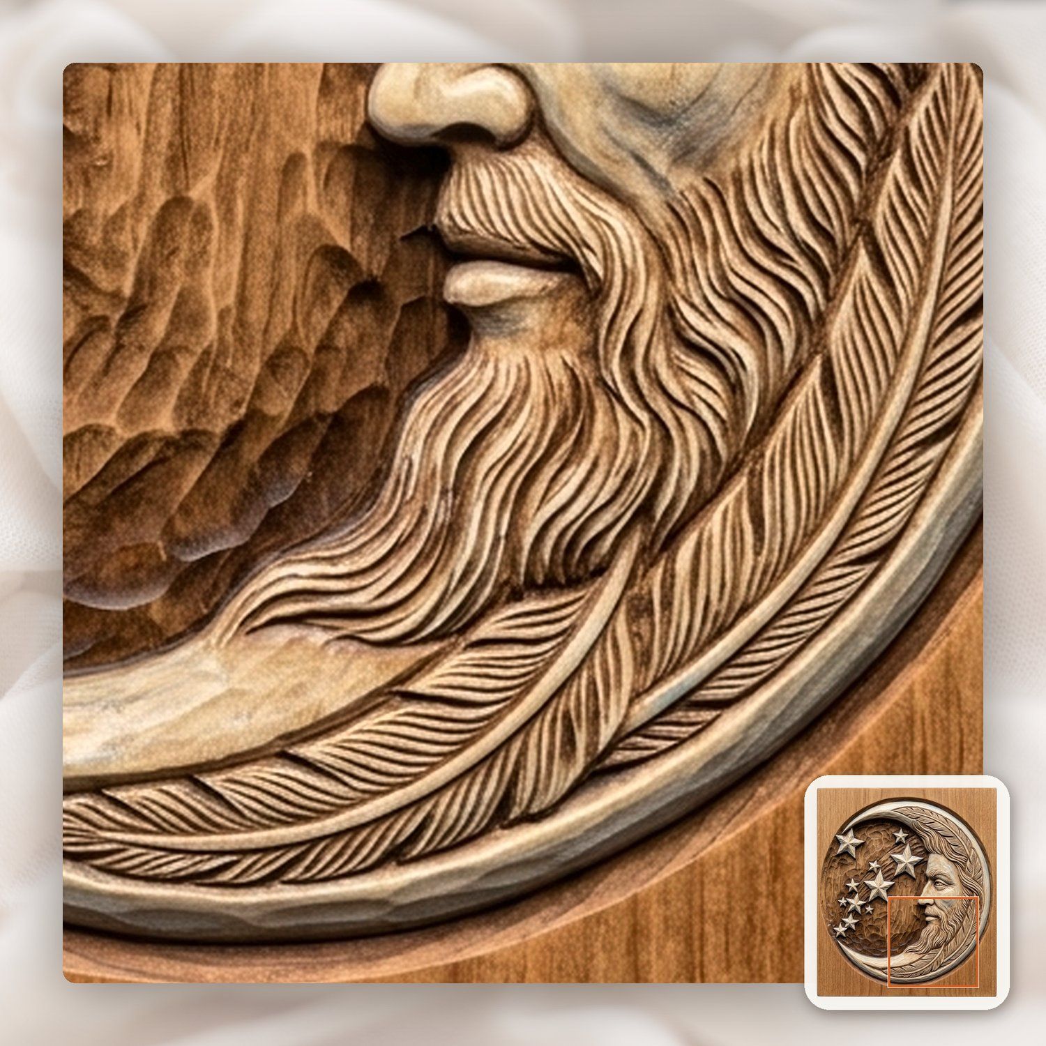 Celestial Moon and Stars CNC Relief STL bas-relief STL — view 11