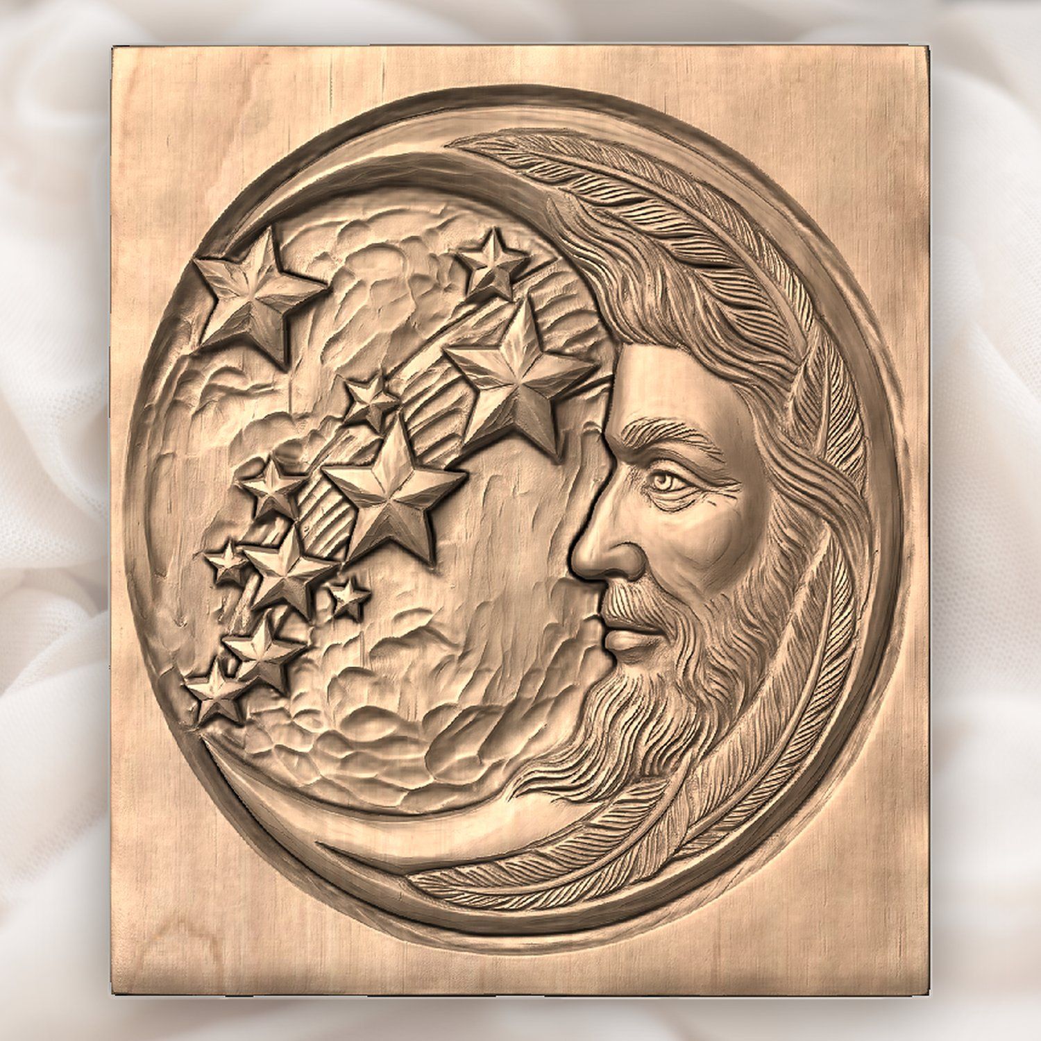 Celestial Moon and Stars CNC Relief STL bas-relief STL — view 4