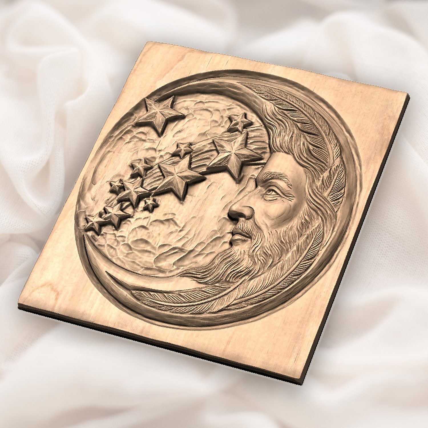 Celestial Moon and Stars CNC Relief STL bas-relief STL — view 5