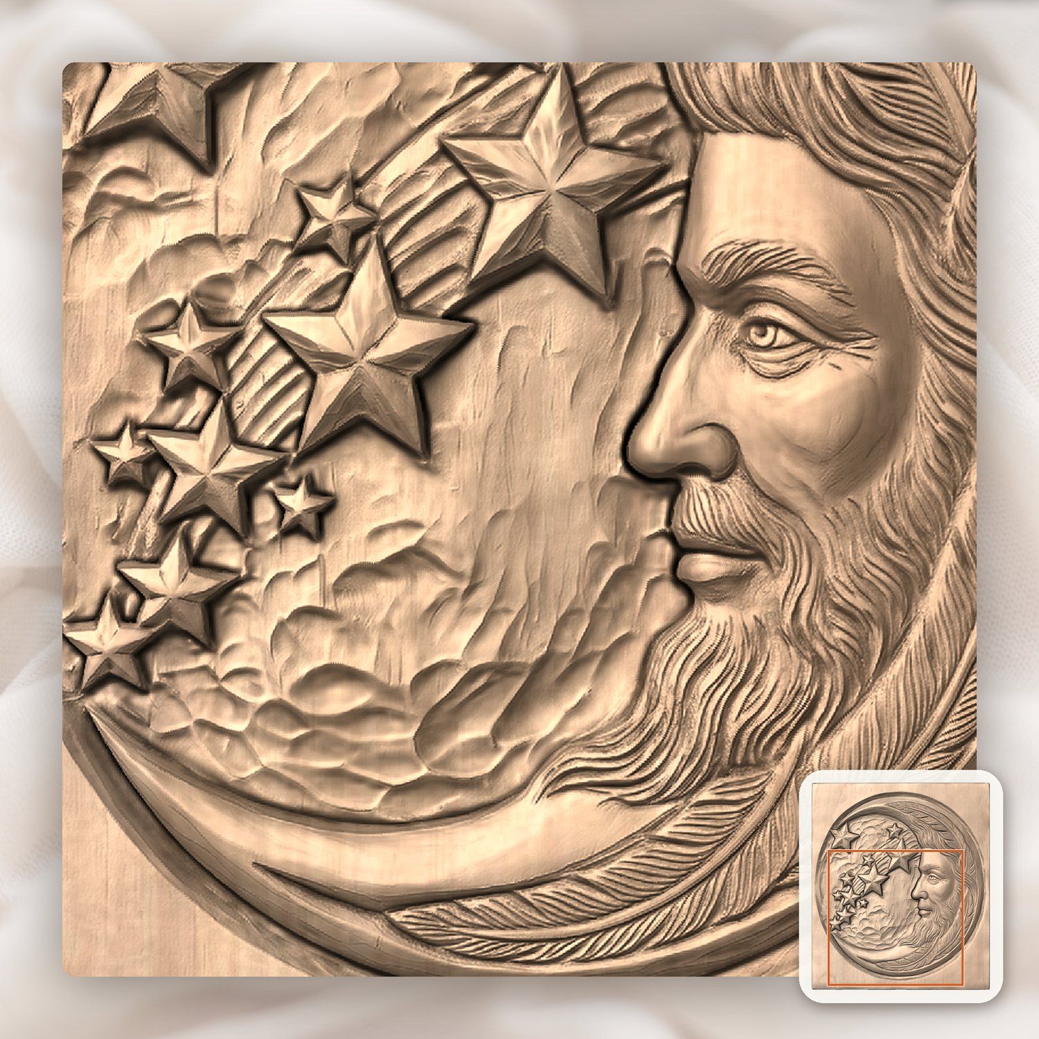Celestial Moon and Stars CNC Relief STL bas-relief STL — view 7