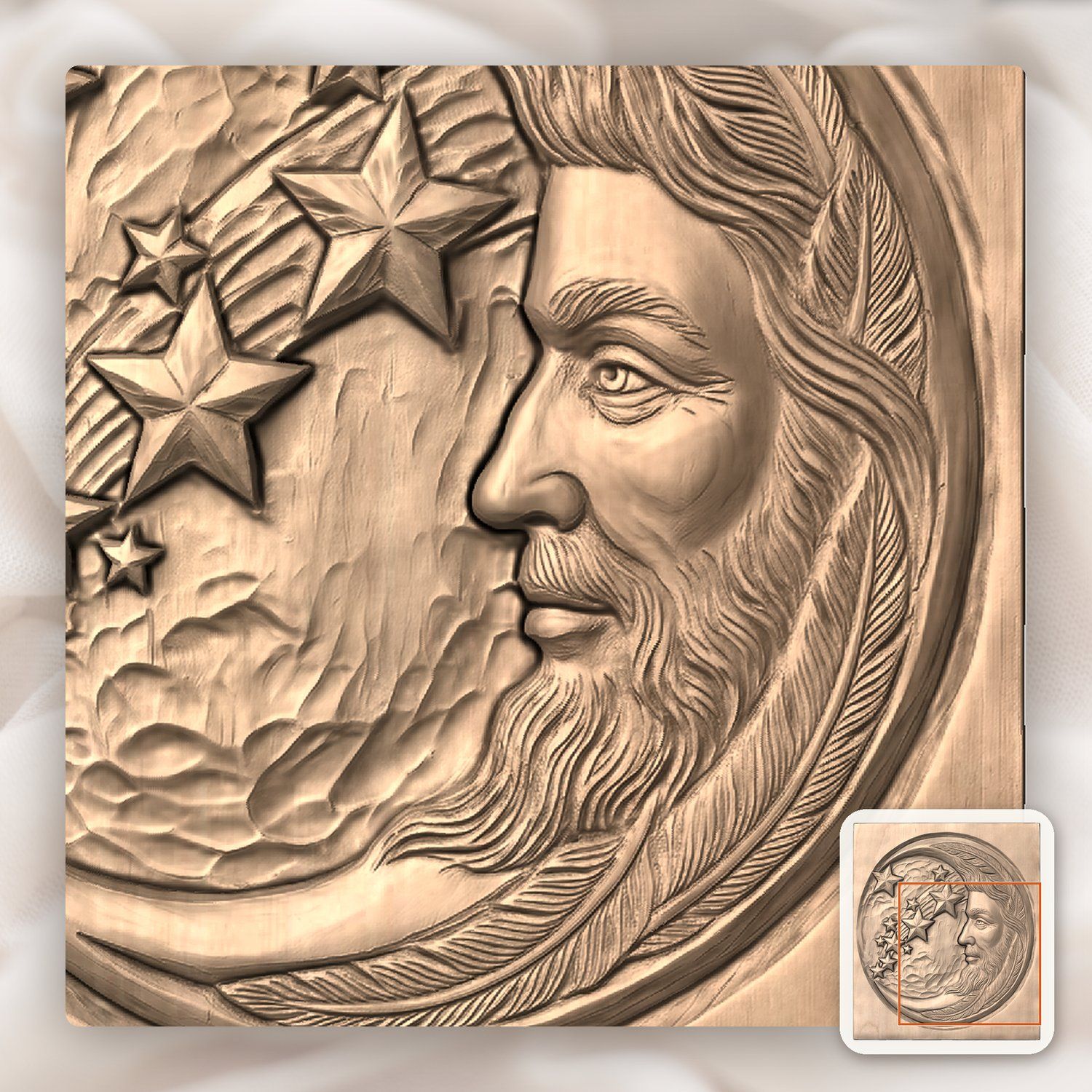 Celestial Moon and Stars CNC Relief STL bas-relief STL — view 9