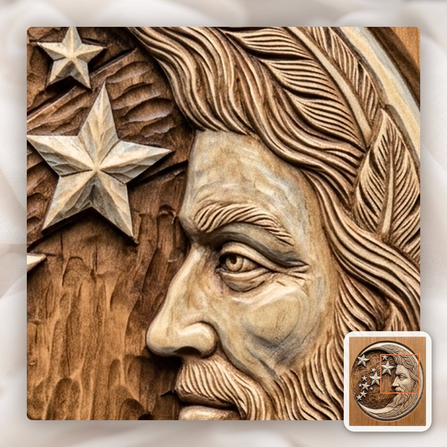 Celestial Moon and Stars CNC Relief STL bas-relief STL — view 10