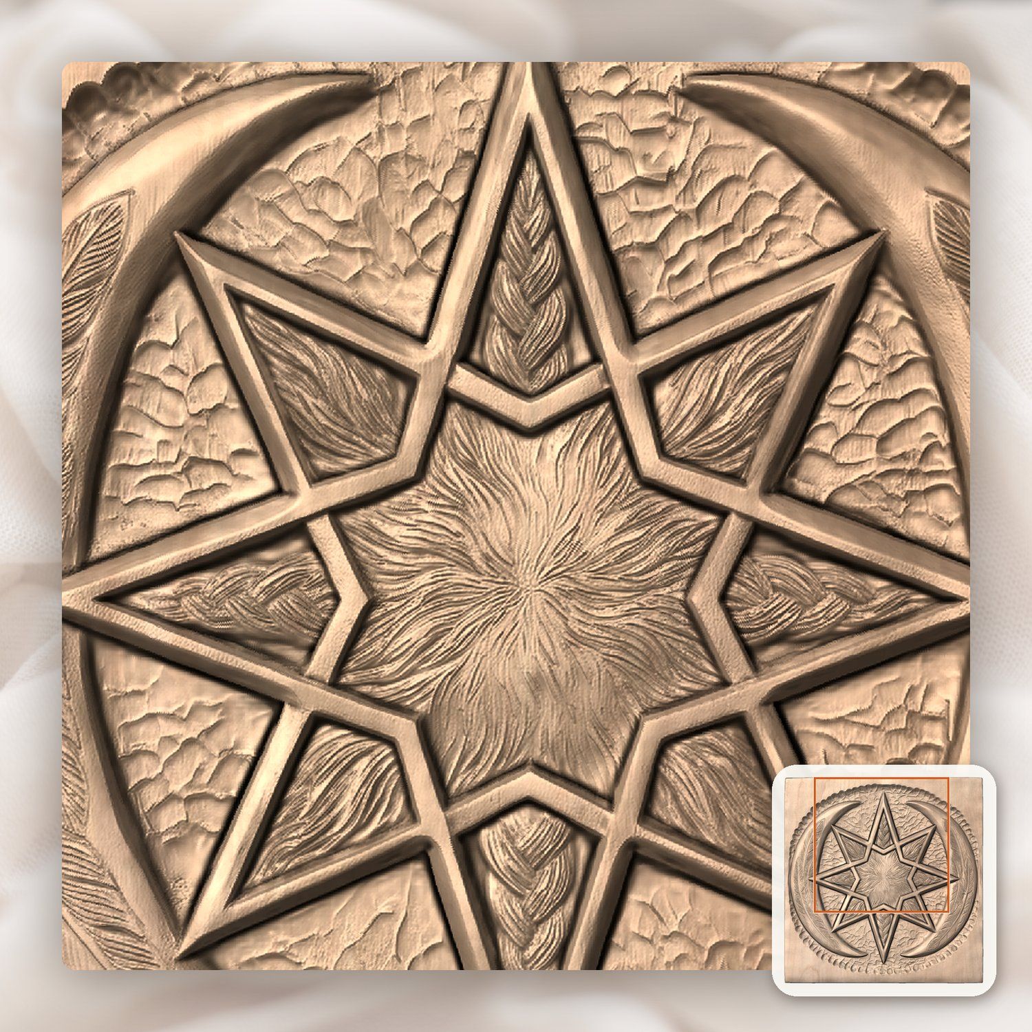 Celestial Moon Star CNC Relief STL bas-relief STL — view 7