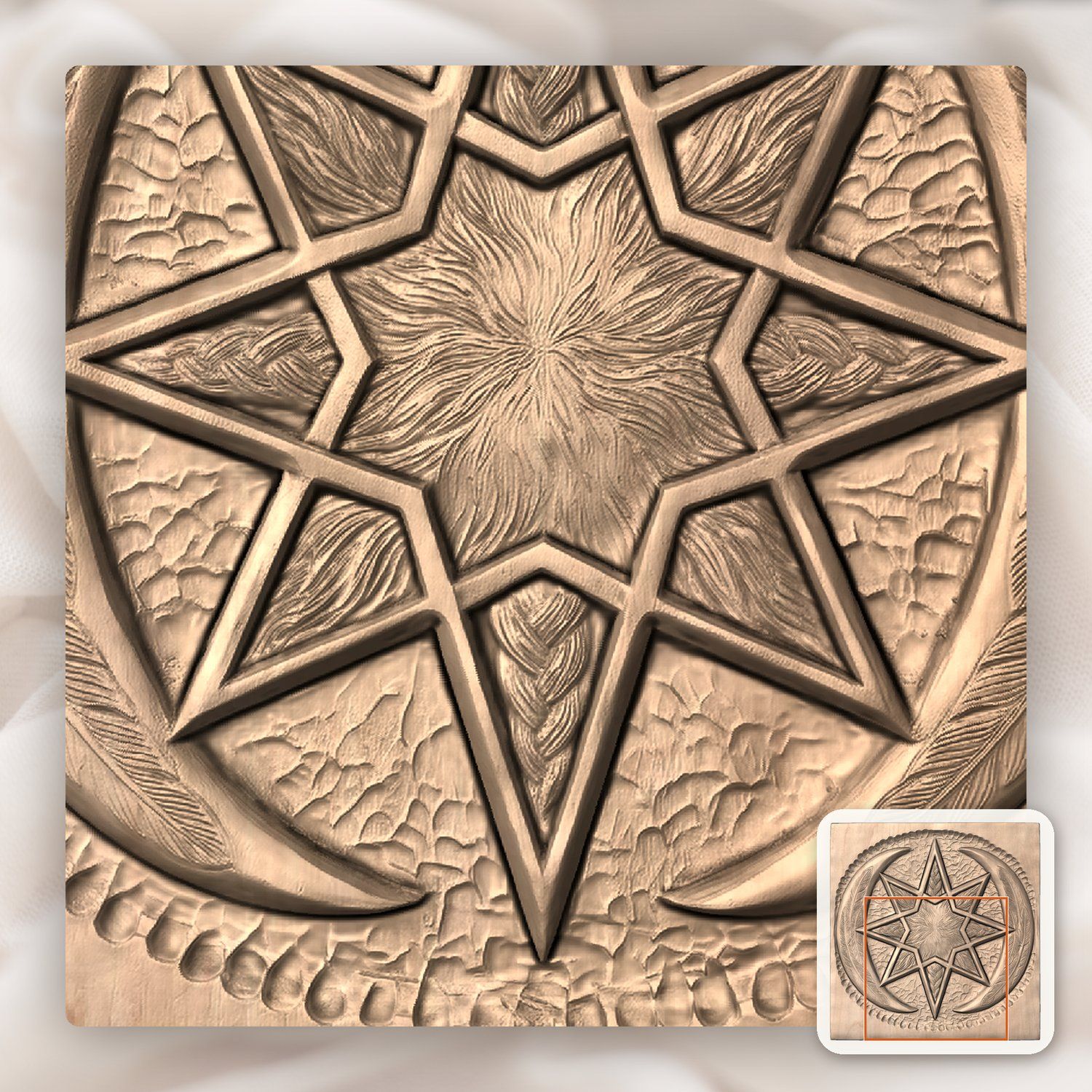 Celestial Moon Star CNC Relief STL bas-relief STL — view 9