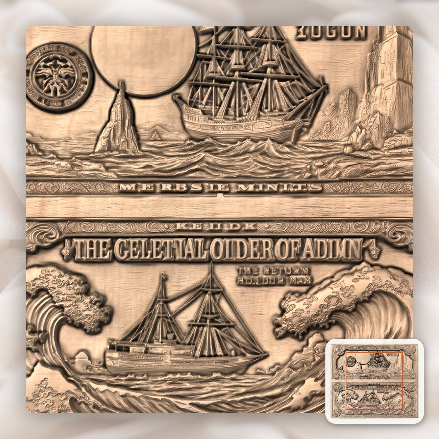 Celestial Sailing Ship CNC Relief STL bas-relief STL — view 7