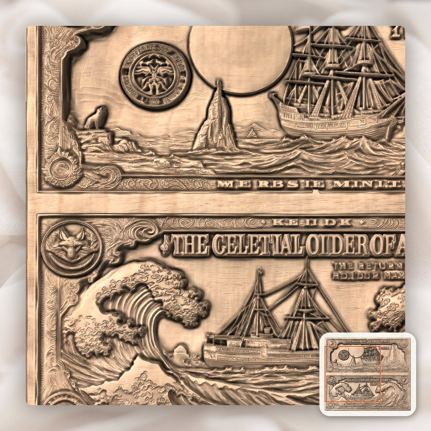 Celestial Sailing Ship CNC Relief STL bas-relief STL — view 8