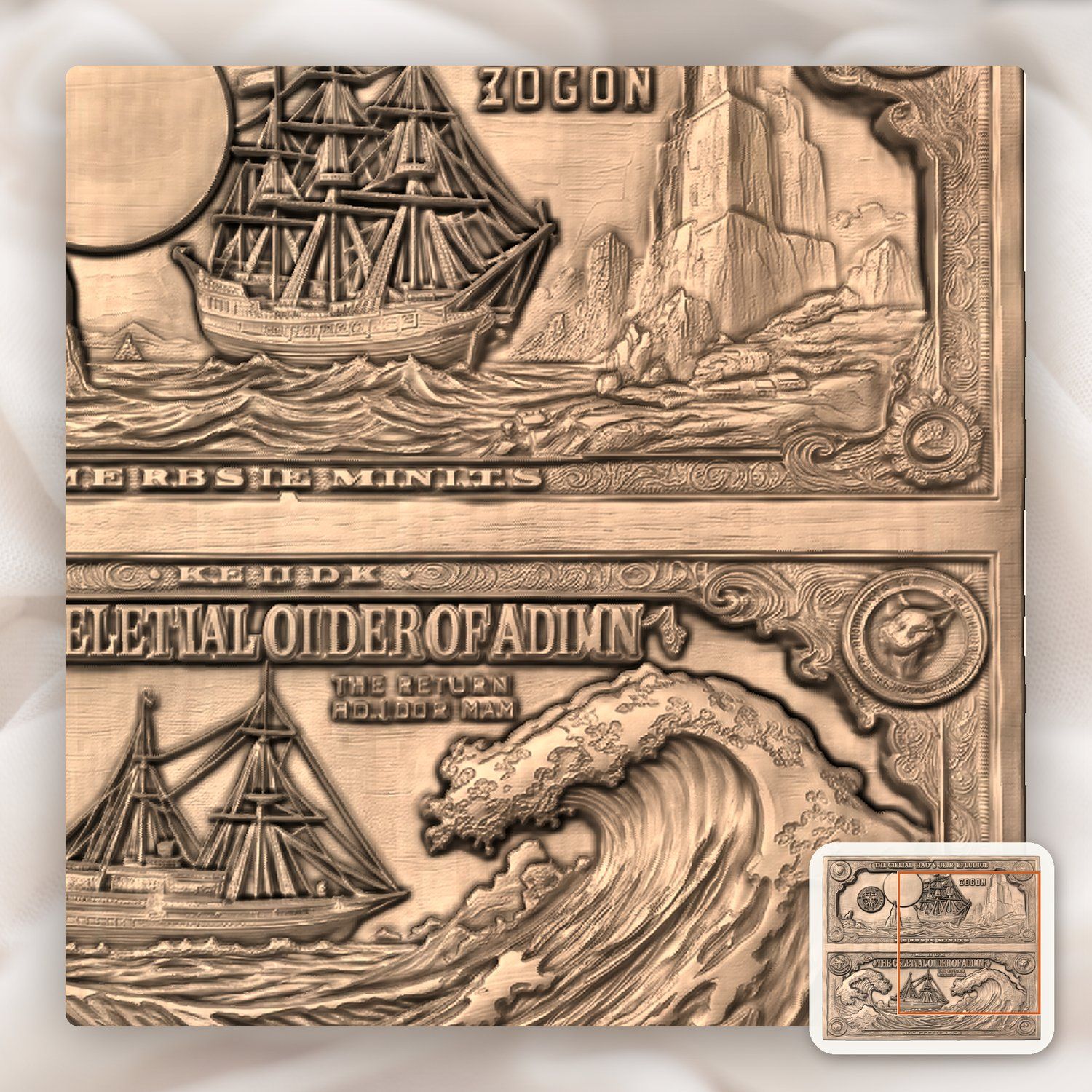 Celestial Sailing Ship CNC Relief STL bas-relief STL — view 9