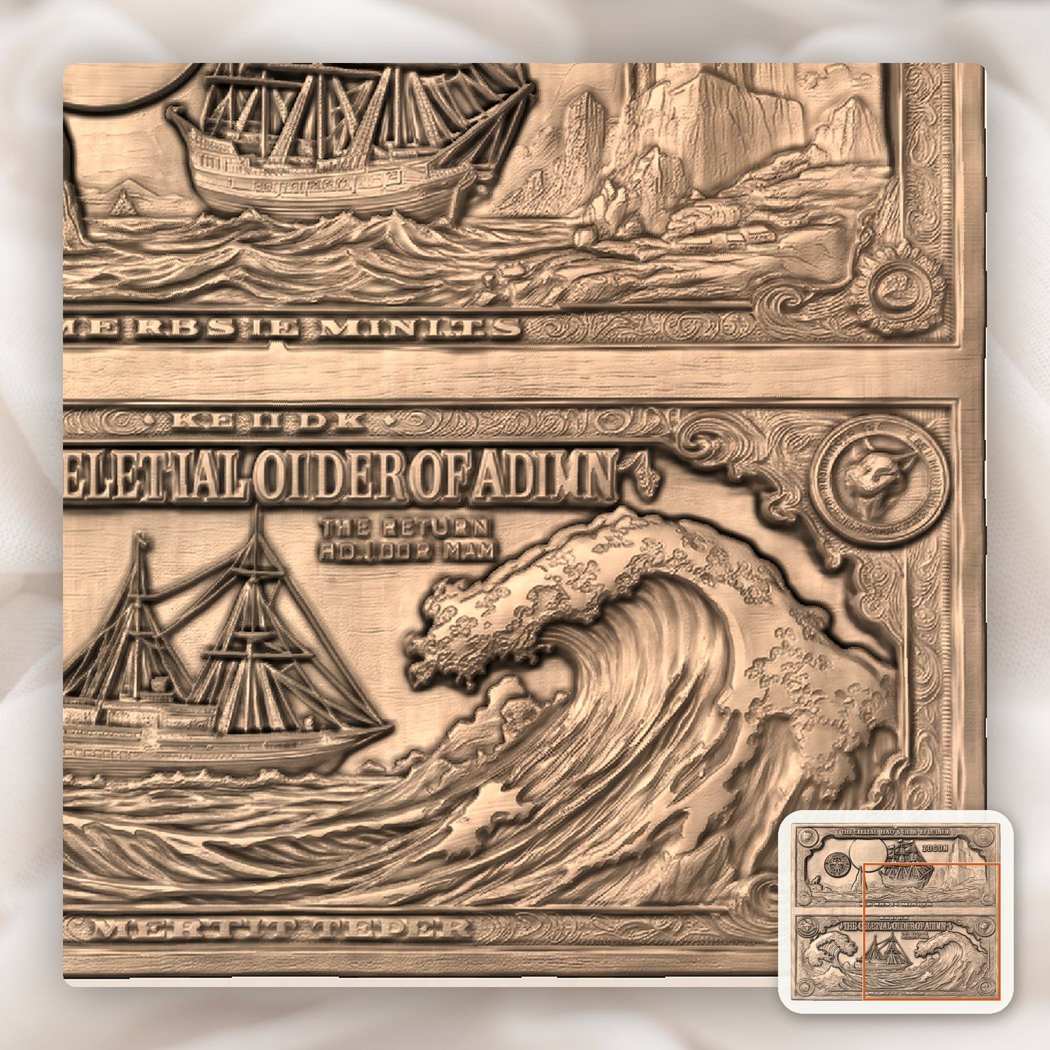 Celestial Sailing Ship CNC Relief STL bas-relief STL — view 10