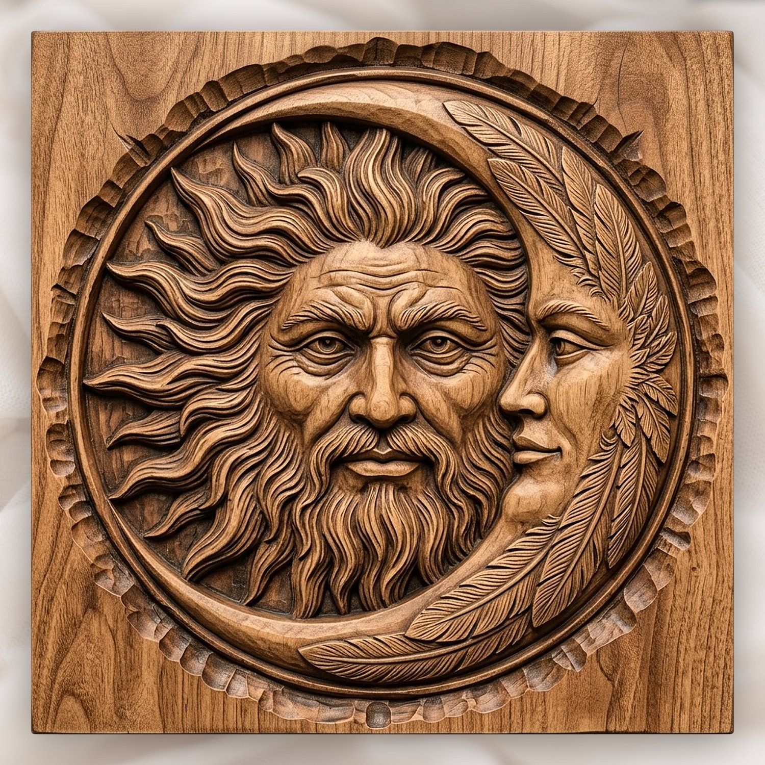 Celestial Sun and Moon Union CNC Relief STL bas-relief STL design