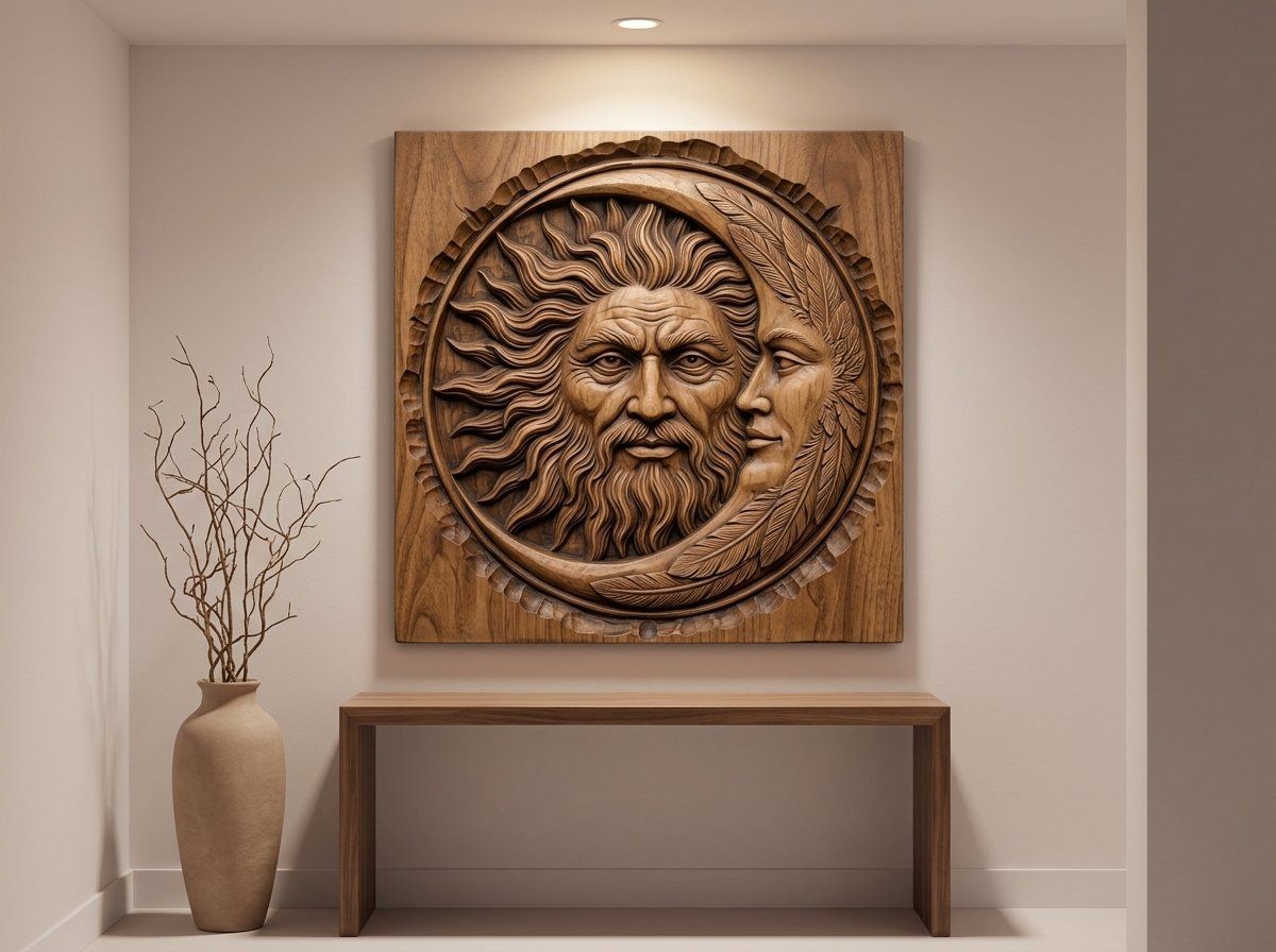 Celestial Sun and Moon Union CNC Relief STL bas-relief STL — view 13