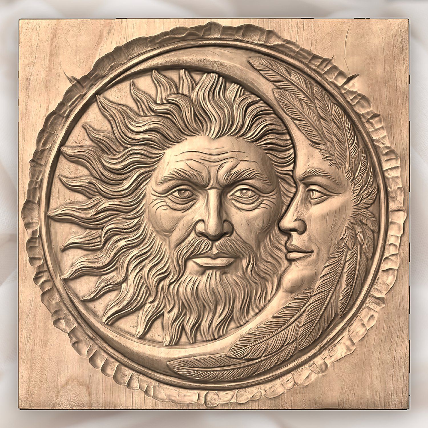 Celestial Sun and Moon Union CNC Relief STL bas-relief STL — view 4