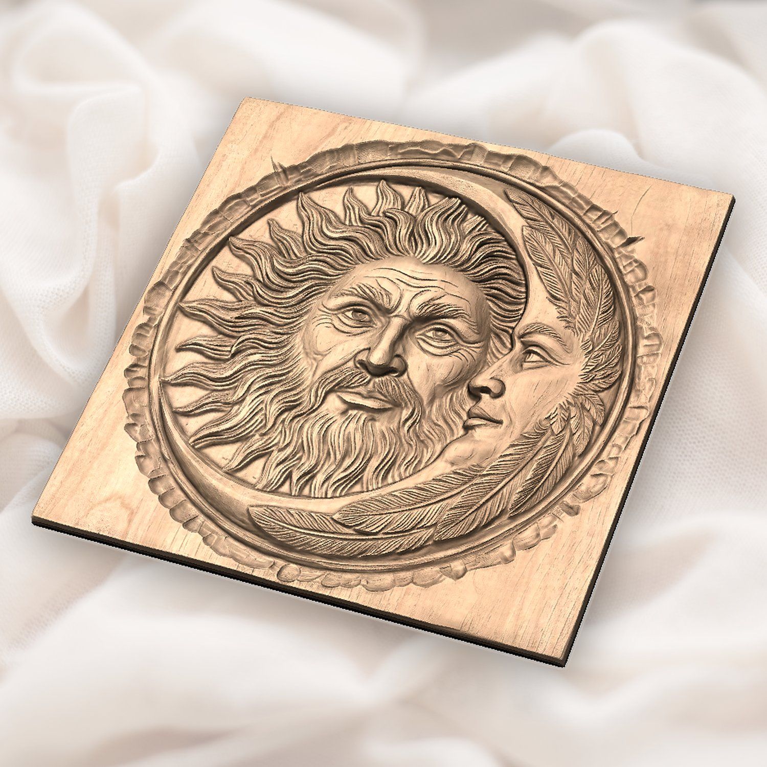 Celestial Sun and Moon Union CNC Relief STL bas-relief STL — view 5