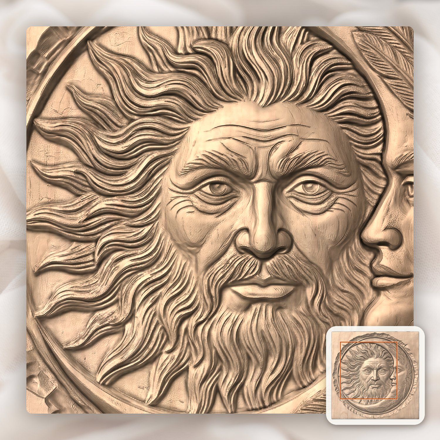 Celestial Sun and Moon Union CNC Relief STL bas-relief STL — view 6