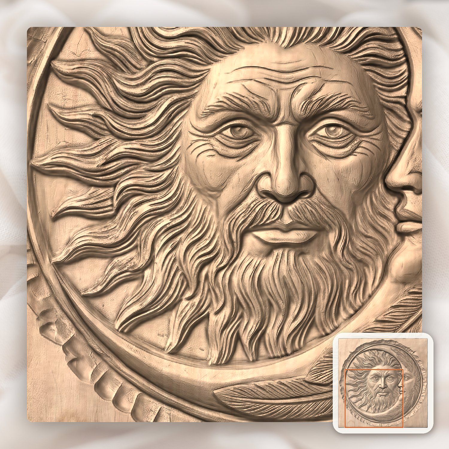 Celestial Sun and Moon Union CNC Relief STL bas-relief STL — view 7