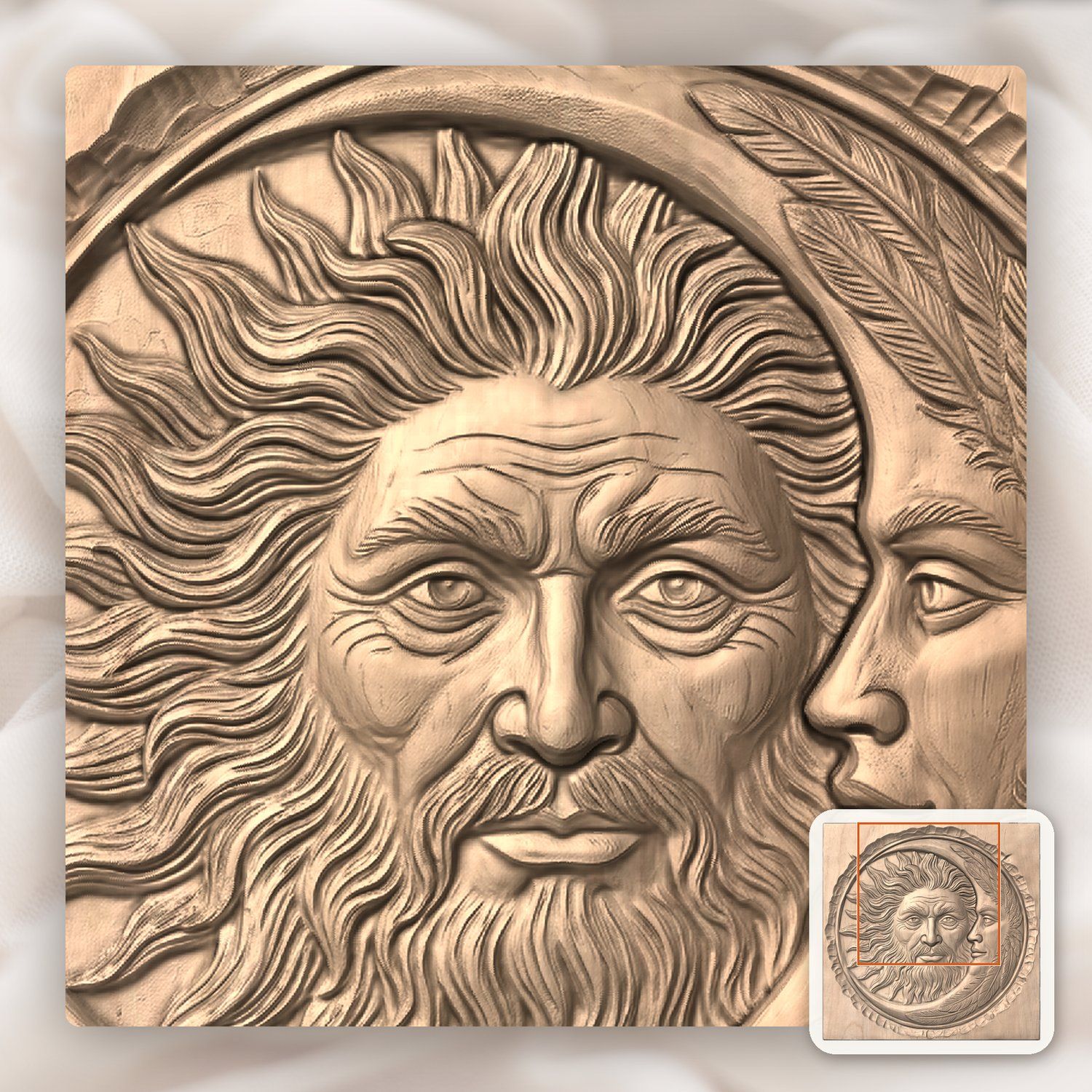 Celestial Sun and Moon Union CNC Relief STL bas-relief STL — view 8
