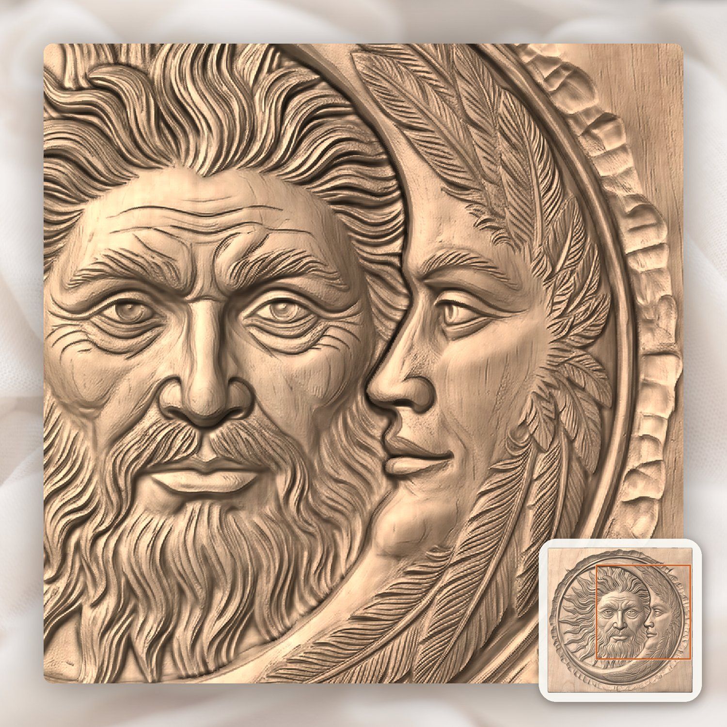 Celestial Sun and Moon Union CNC Relief STL bas-relief STL — view 9