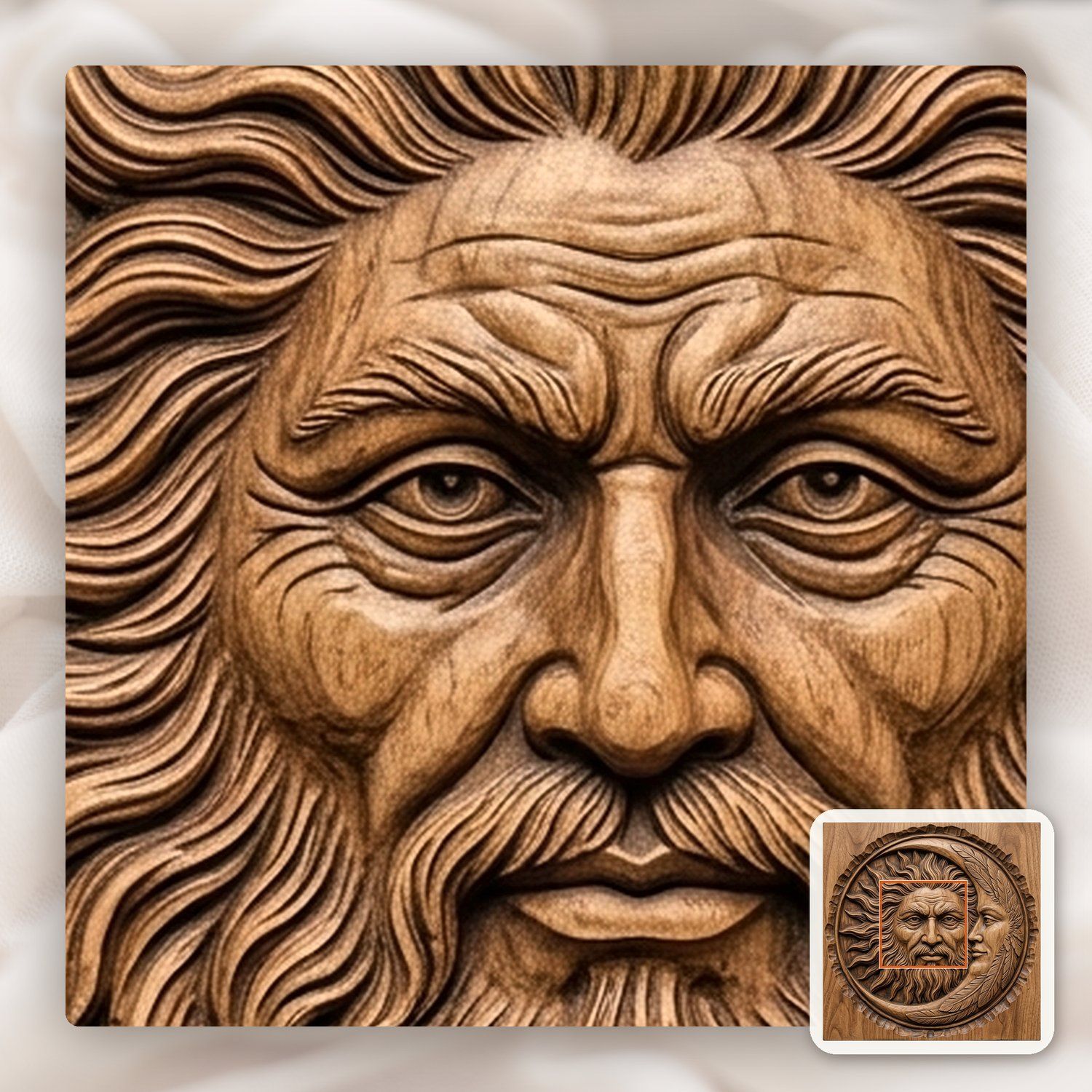 Celestial Sun and Moon Union CNC Relief STL bas-relief STL — view 10