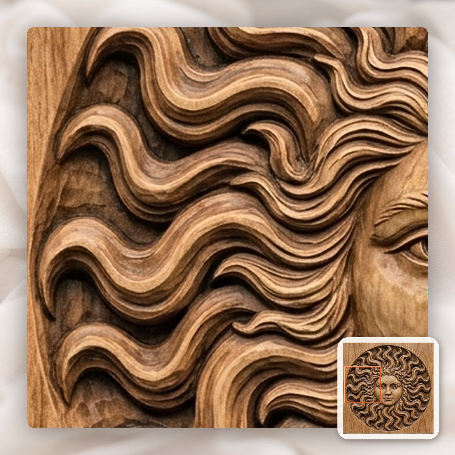 Celestial Sun Face Wavy Flaming Rays CNC Relief STL bas-relief STL — view 11